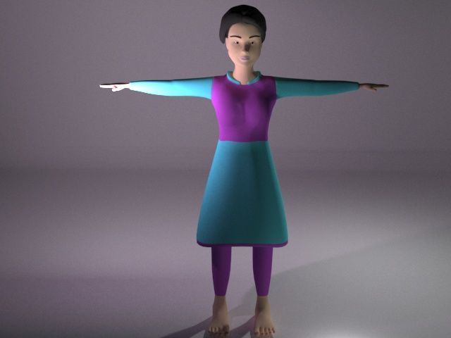 Female Character Series 03 Low-poly 3D model_2