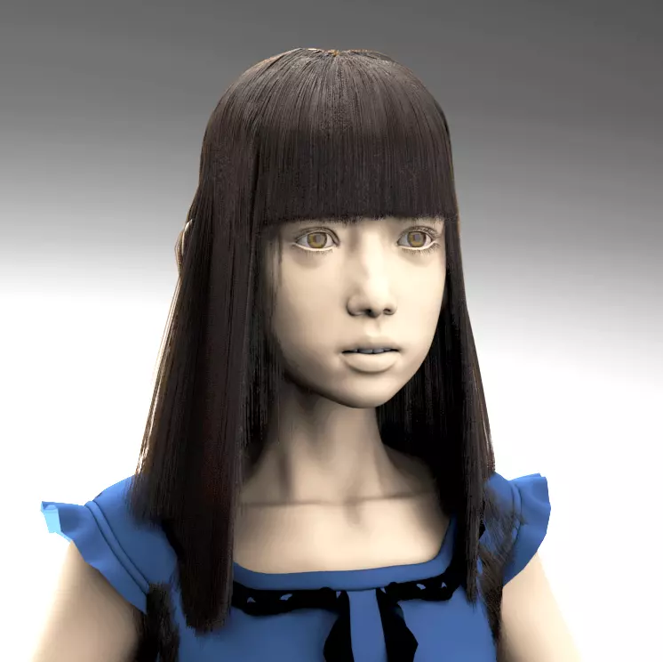 Girl in a dress rigged 3D model