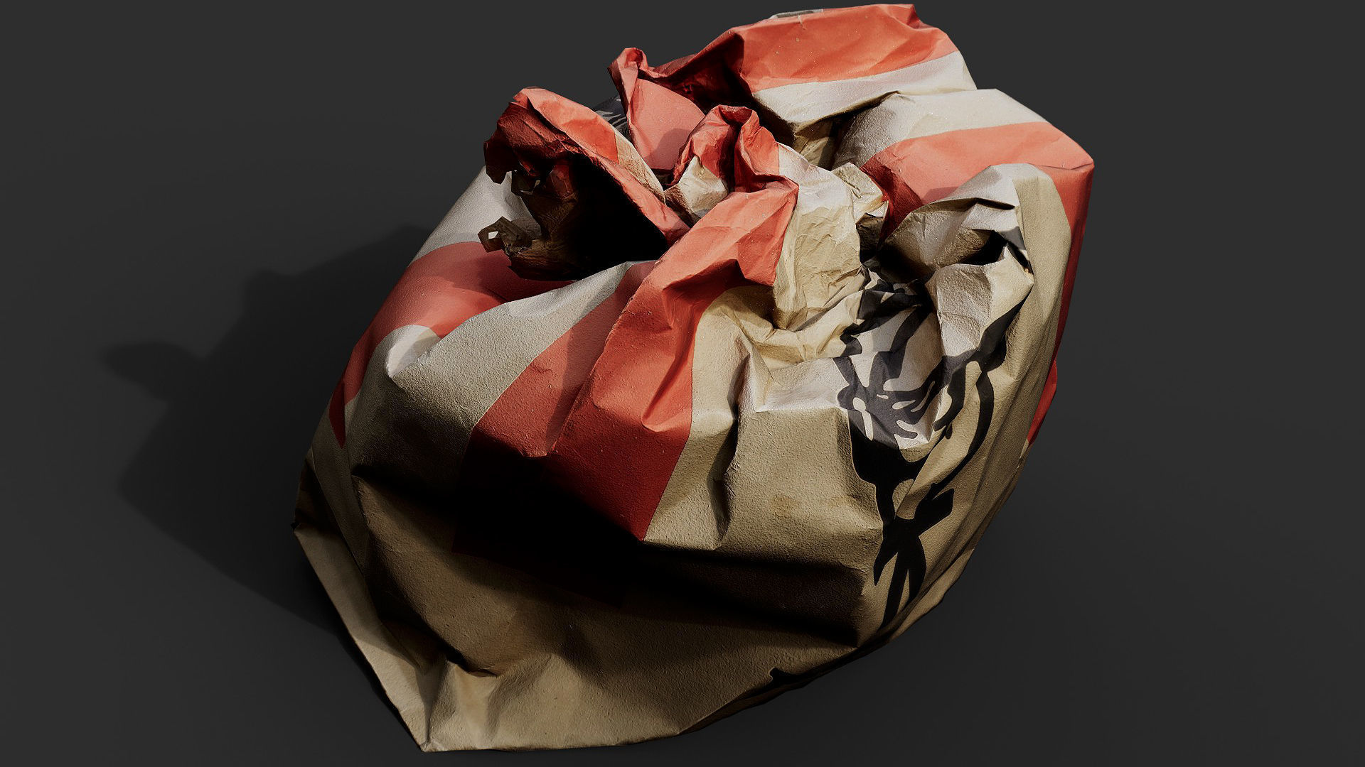 crumpled paperbag fastfood trash photogrammetry Low-poly 3D model_2