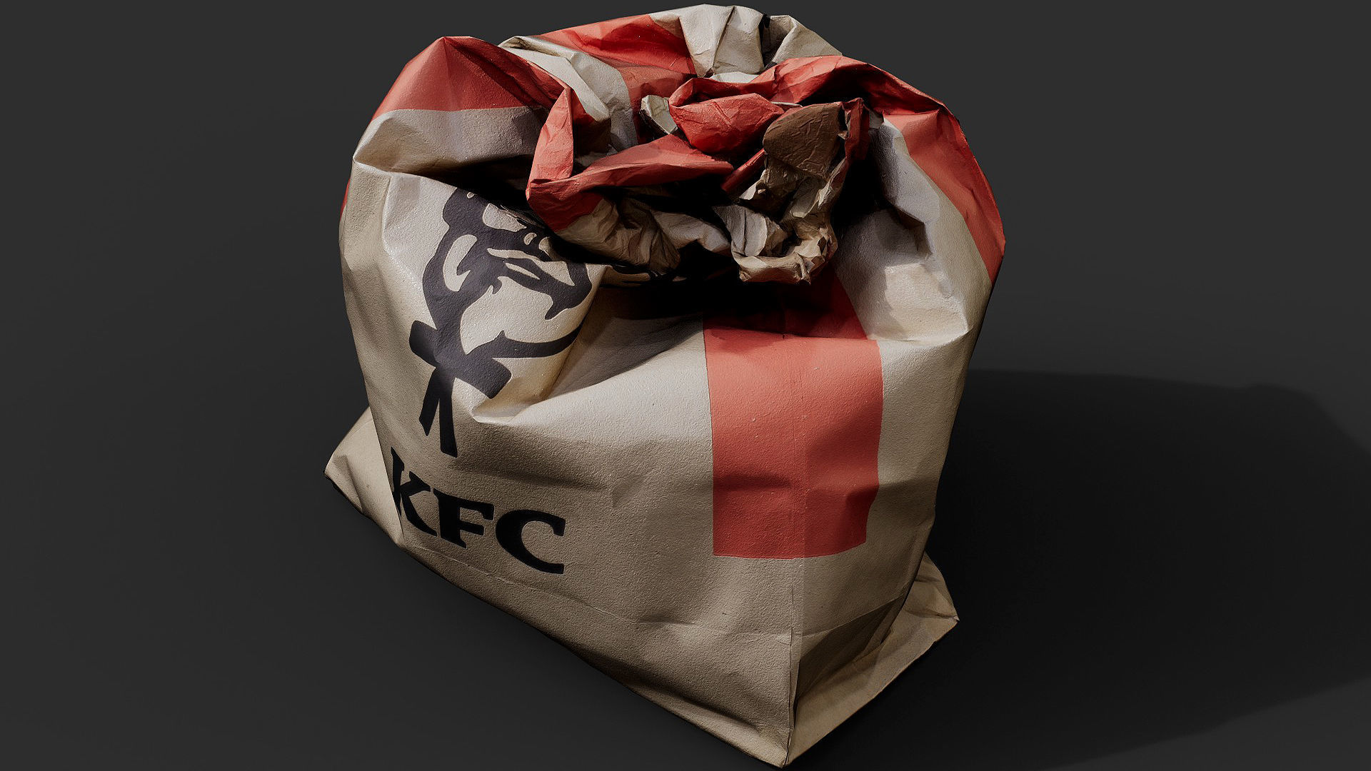 crumpled paperbag fastfood trash photogrammetry Low-poly 3D model_5