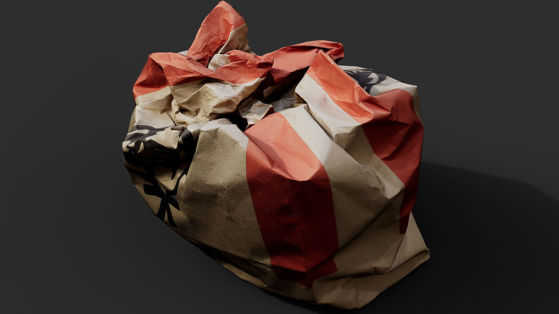 crumpled paperbag fastfood trash photogrammetry Low-poly 3D model_4