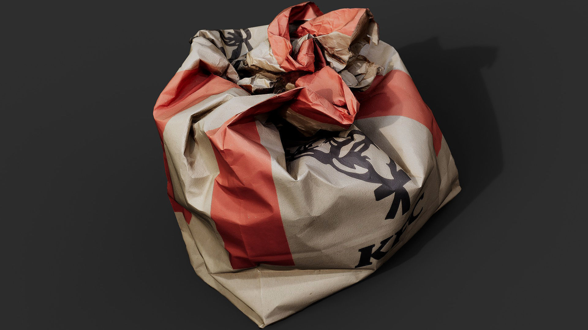 crumpled paperbag fastfood trash photogrammetry Low-poly 3D model_1