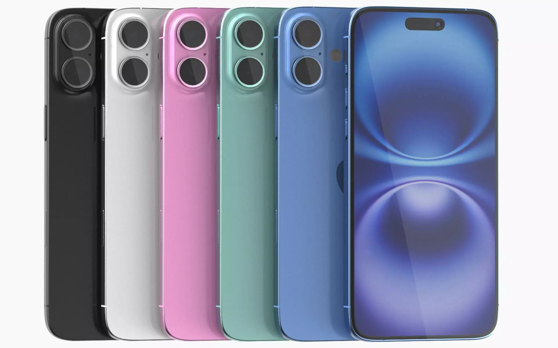 Apple iPhone 16 plus All colors 3D model_0