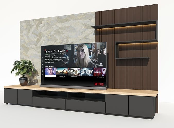 Tv Wall Modern Low-poly 3D model