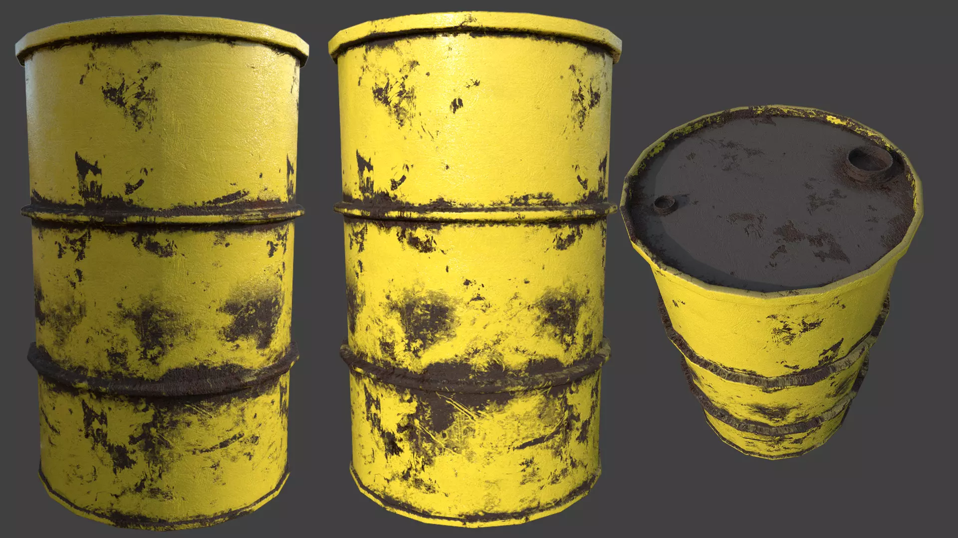 Barrel Yellow Damage Low-poly 3D model_0