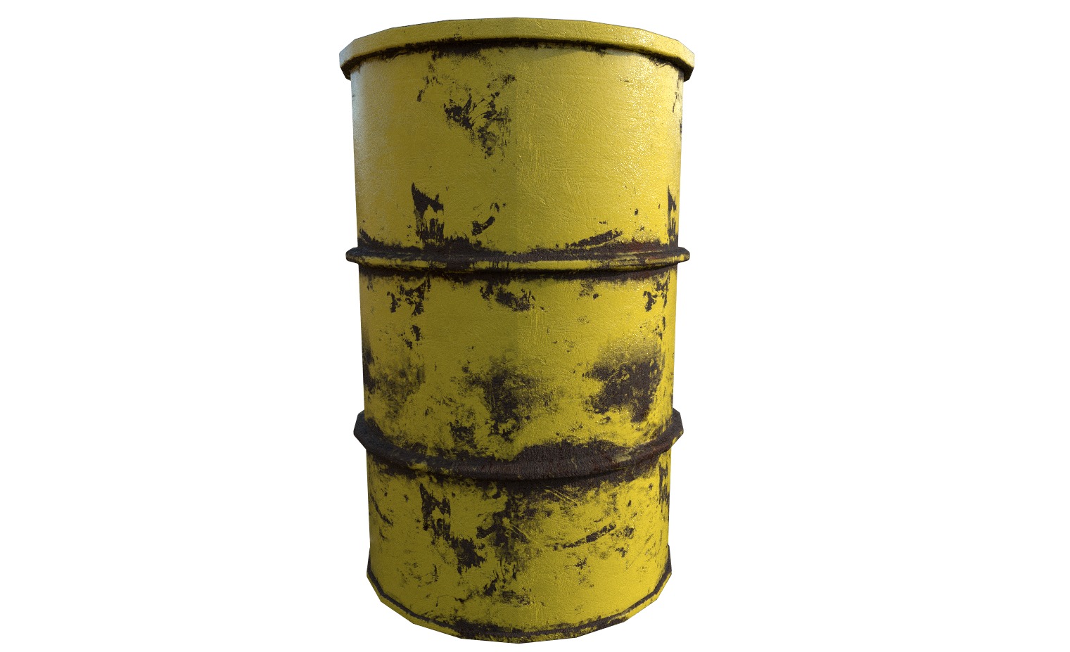 Barrel Yellow Damage Low-poly 3D model_3