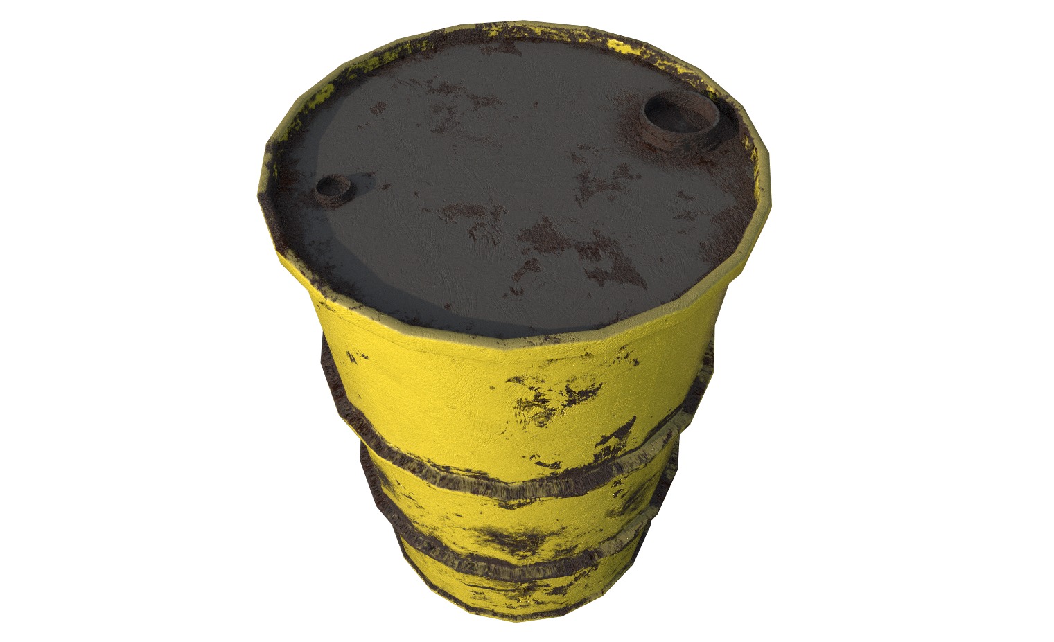 Barrel Yellow Damage Low-poly 3D model_1