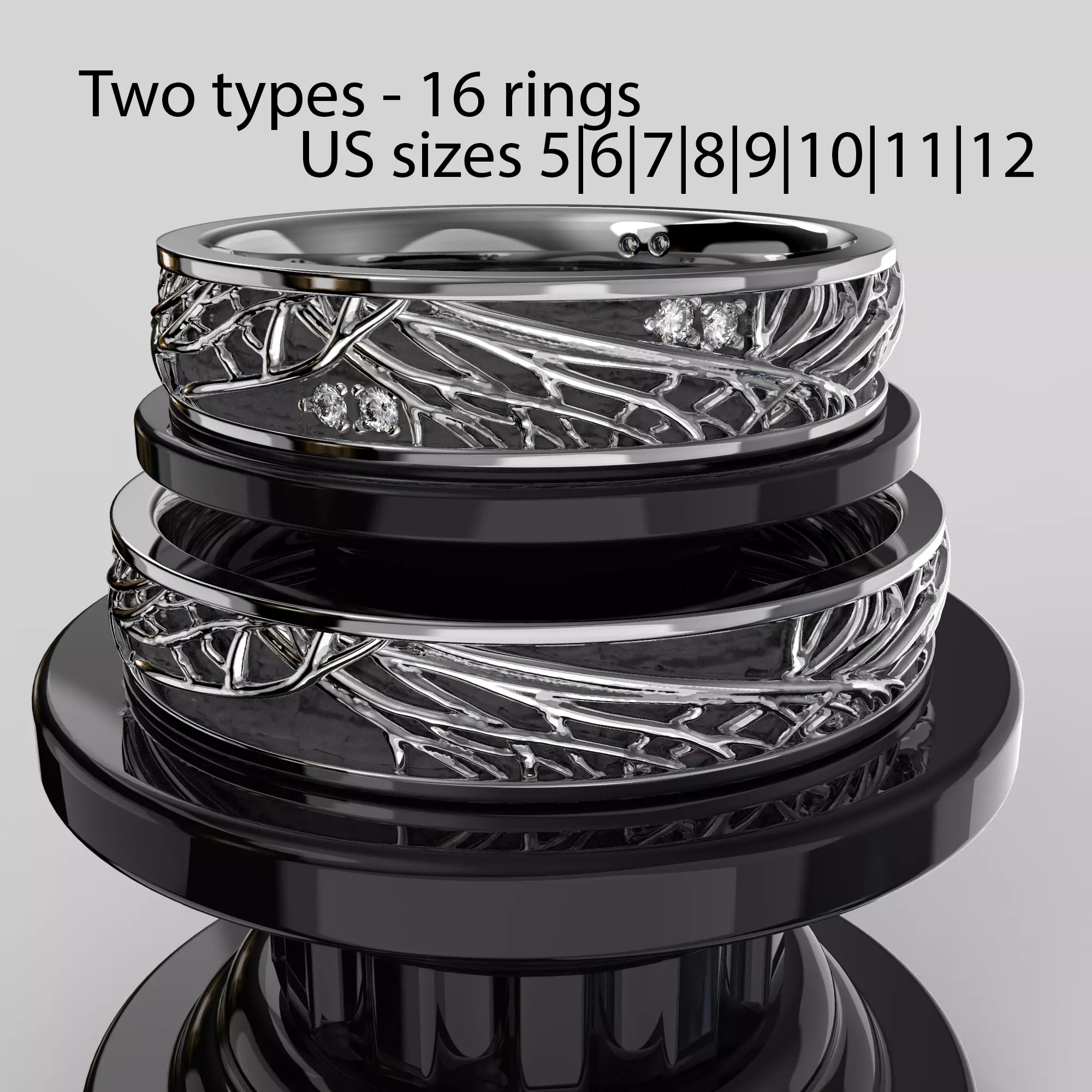 Jewelry wedding ring tree branch Printable STL 5-12 US sizes 3D print model