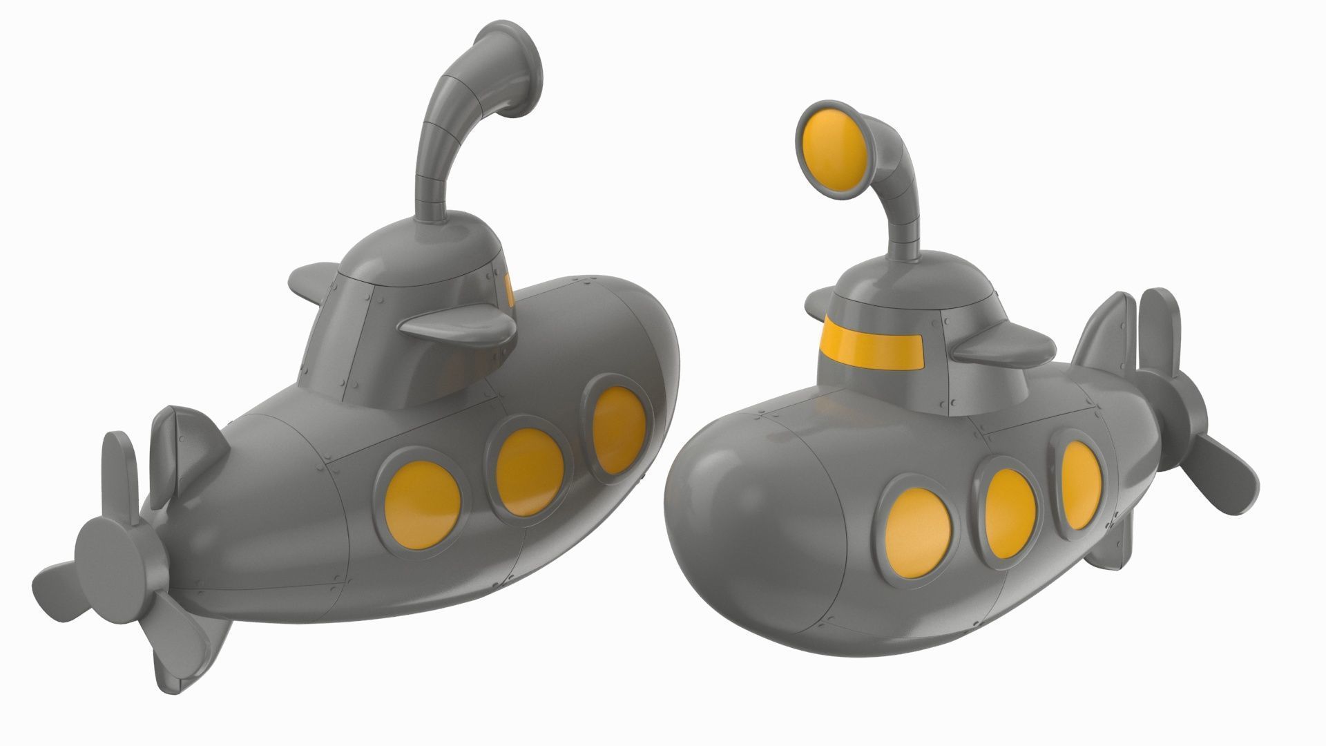 Cartoon Submarine Orange 3D model_22