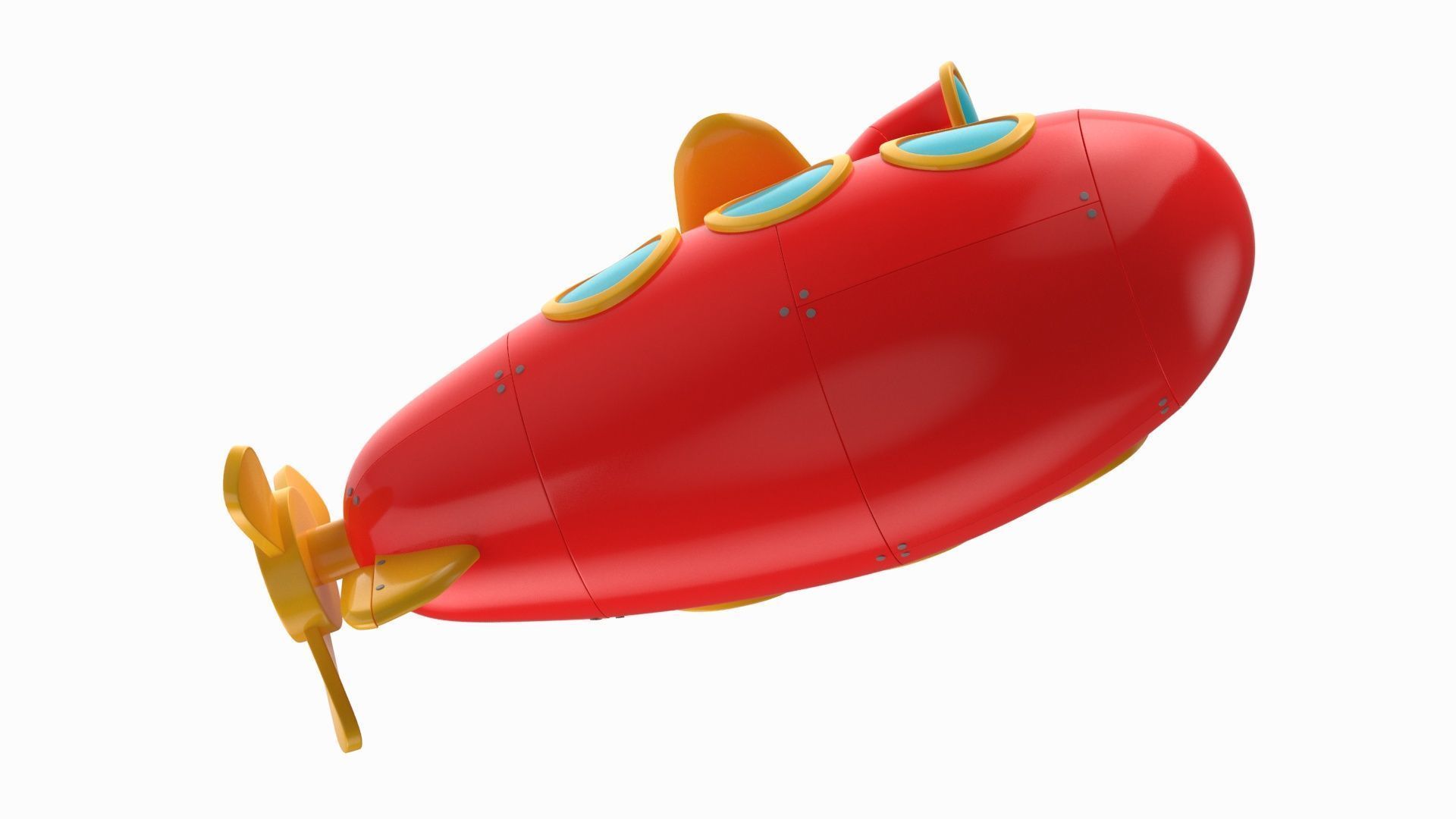 Cartoon Submarine Orange 3D model_17
