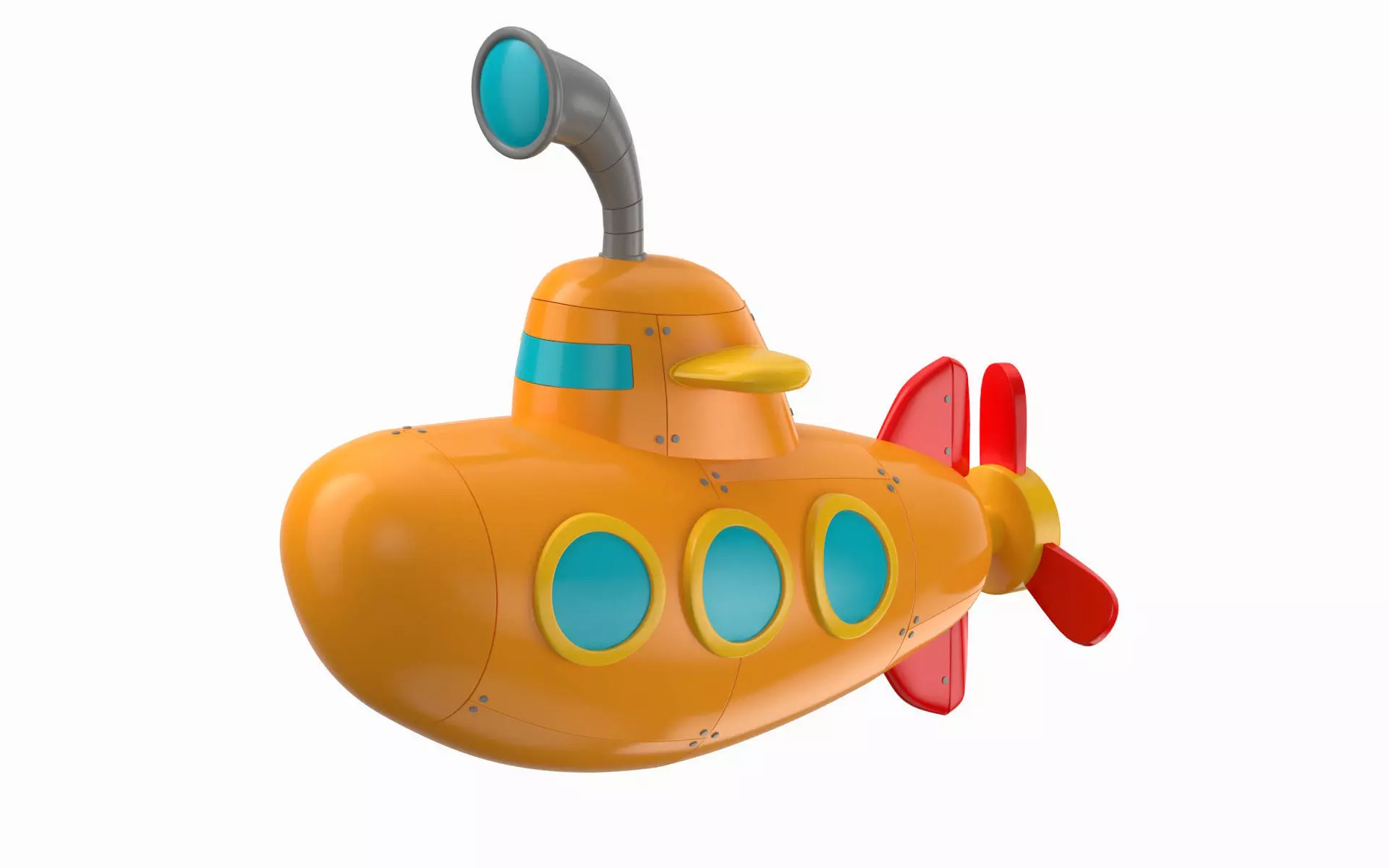 Cartoon Submarine Orange 3D model_0