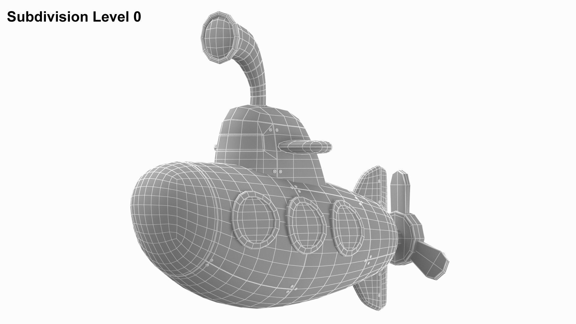 Cartoon Submarine Orange 3D model_27