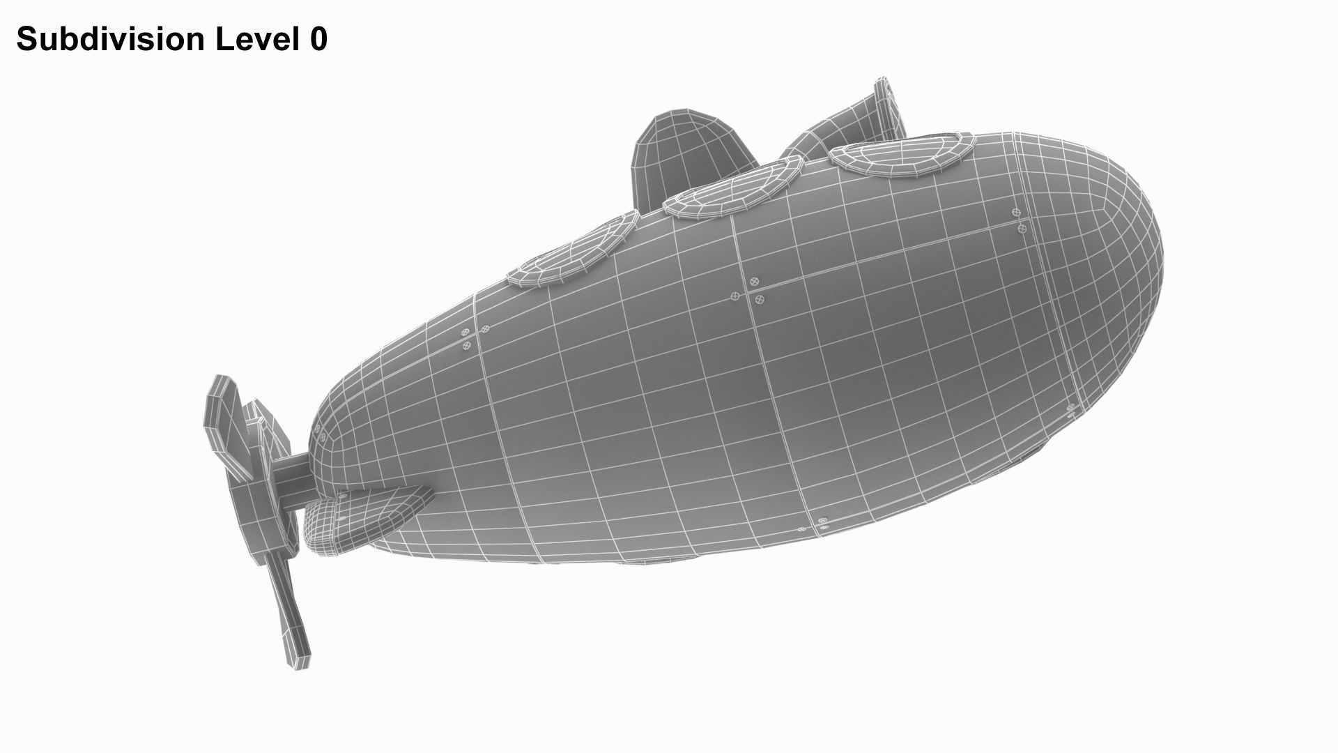 Cartoon Submarine Orange 3D model_29