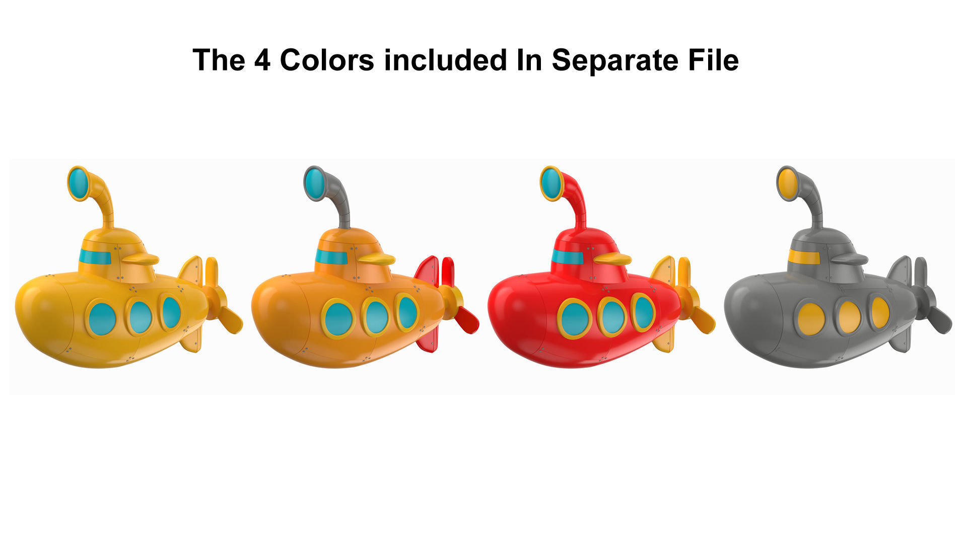 Cartoon Submarine Orange 3D model_1