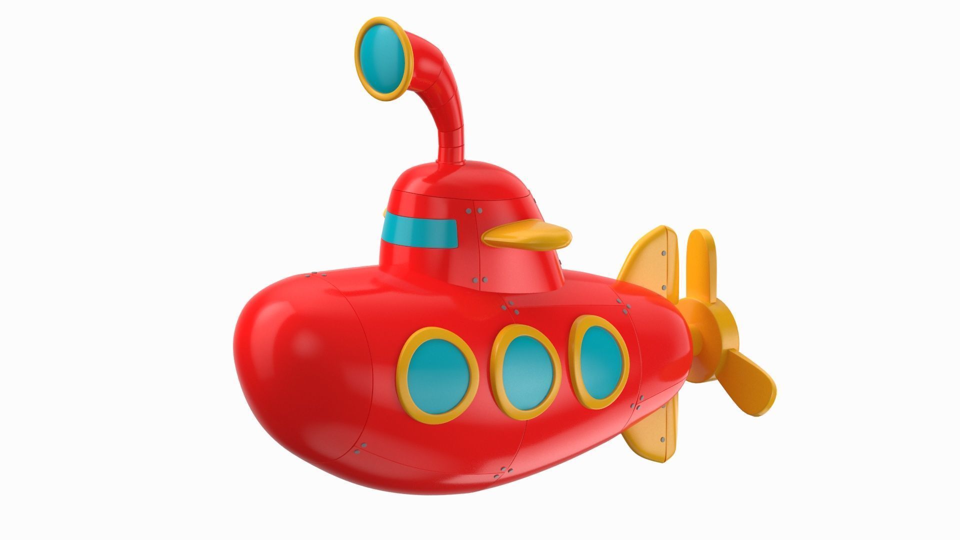 Cartoon Submarine Orange 3D model_4