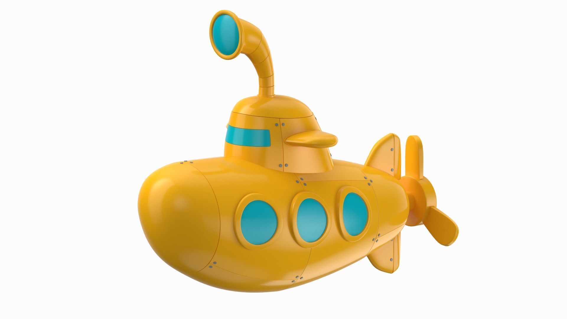 Cartoon Submarine Orange 3D model_3