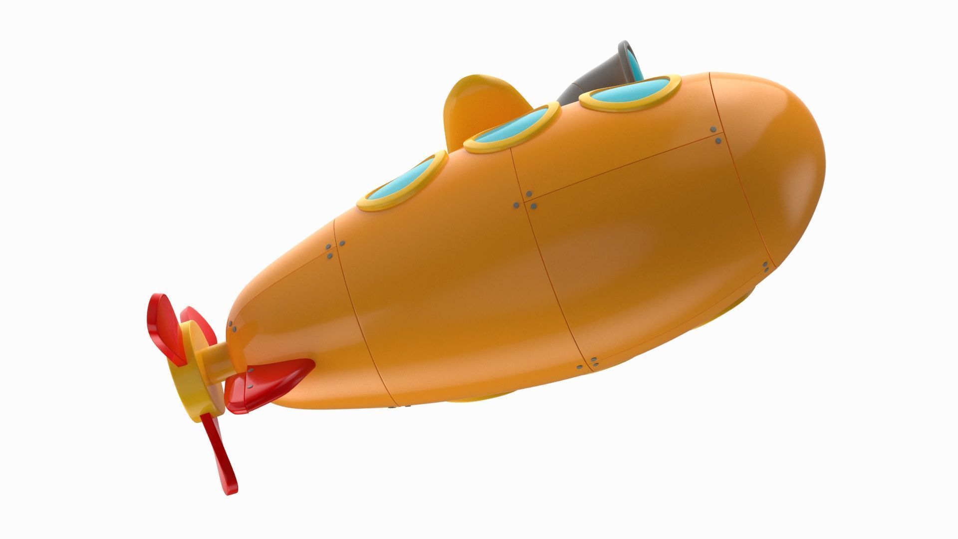 Cartoon Submarine Orange 3D model_15