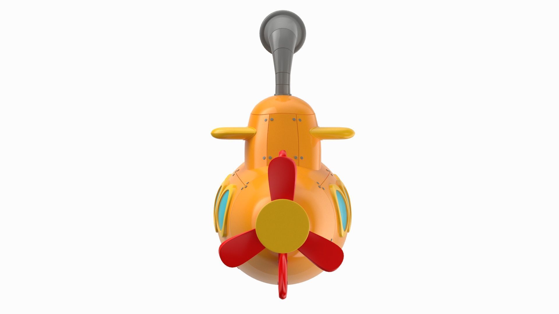 Cartoon Submarine Orange 3D model_11