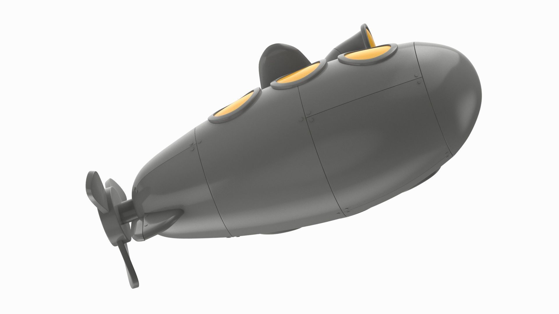 Cartoon Submarine Orange 3D model_18