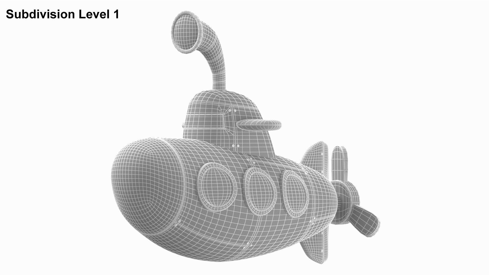 Cartoon Submarine Orange 3D model_28
