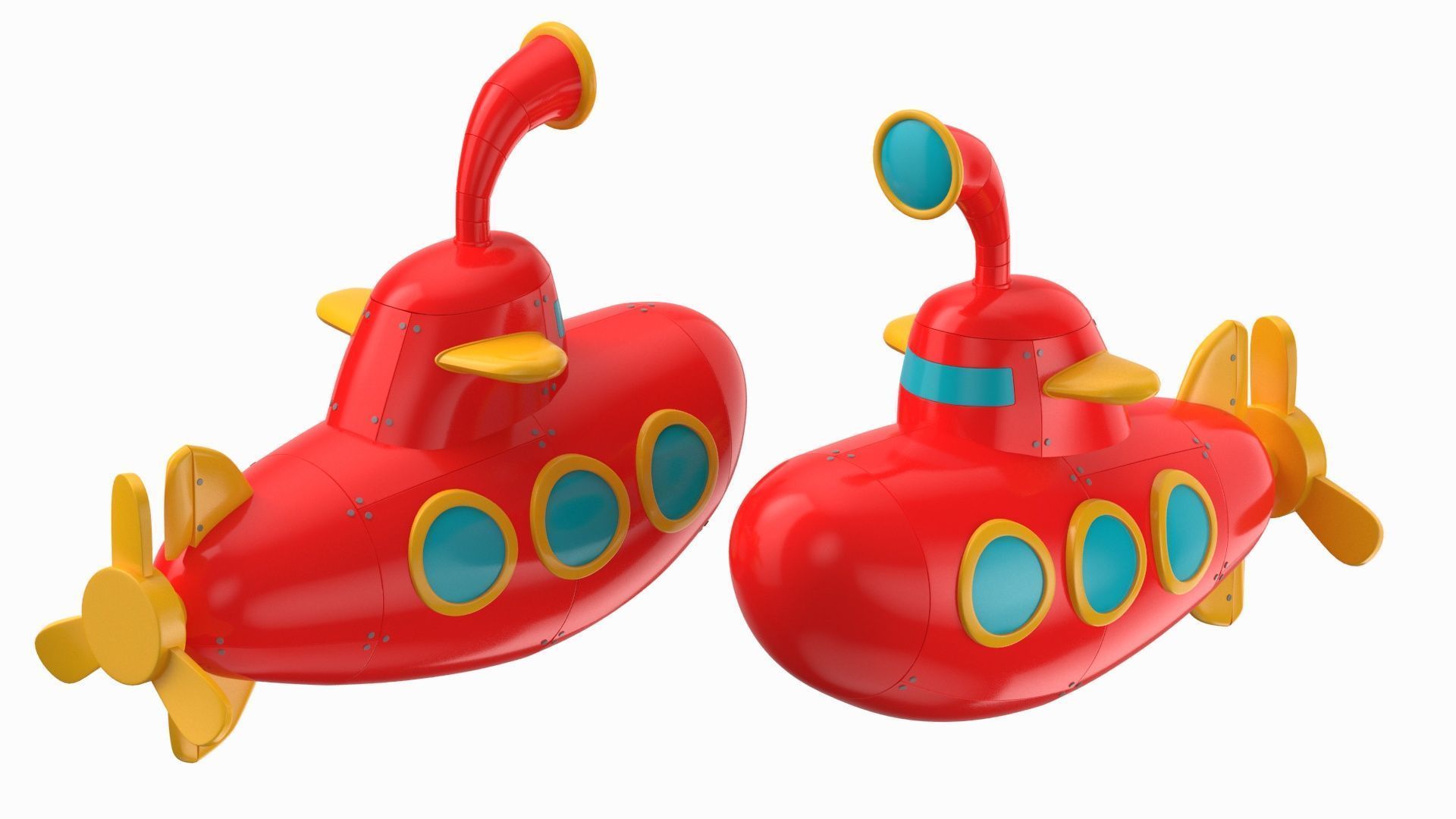 Cartoon Submarine Orange 3D model_21