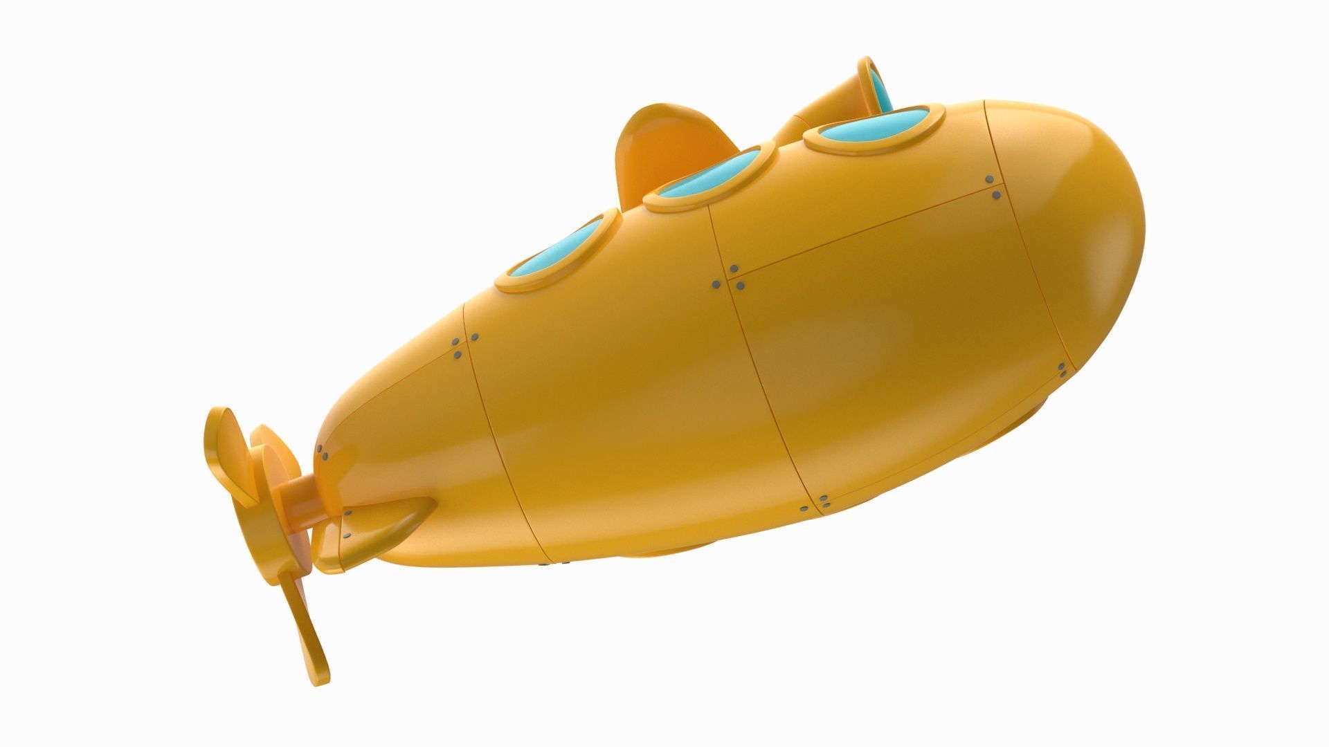 Cartoon Submarine Orange 3D model_16