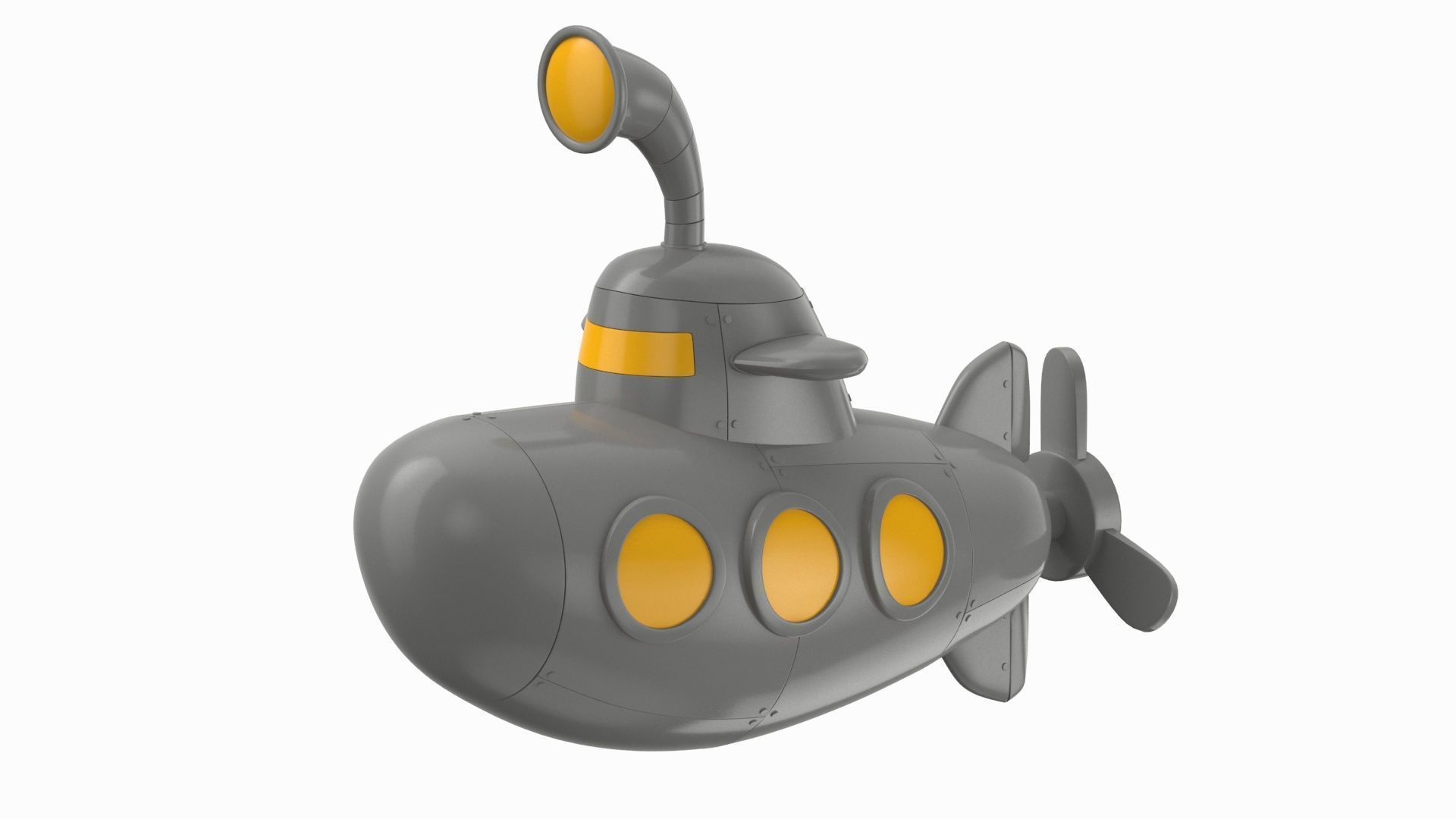Cartoon Submarine Orange 3D model_5