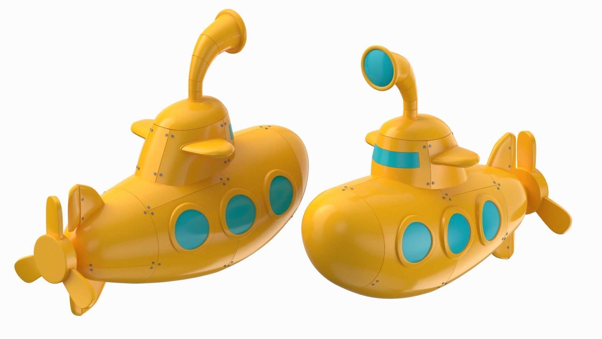 Cartoon Submarine Orange 3D model_20