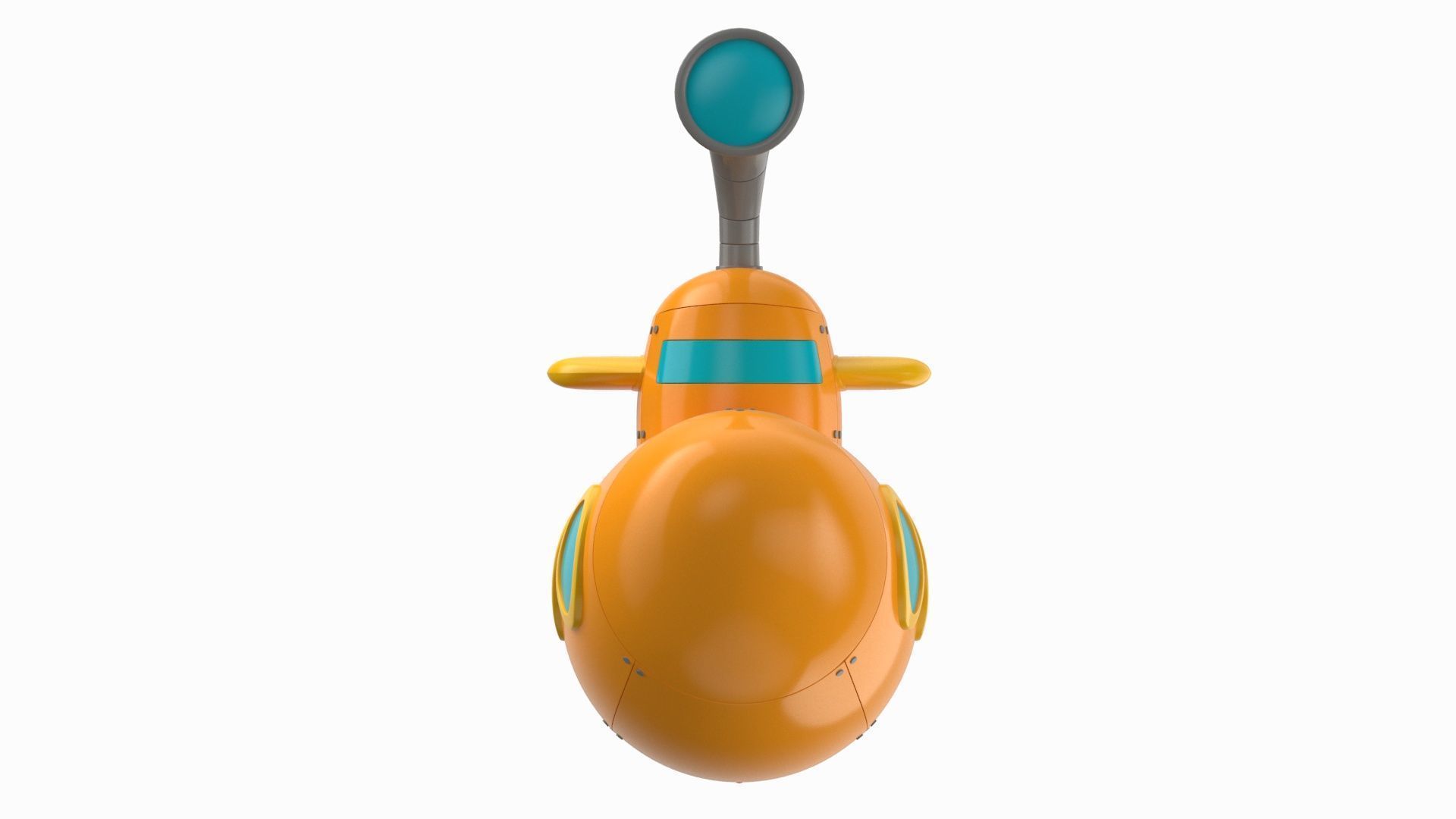 Cartoon Submarine Orange 3D model_7