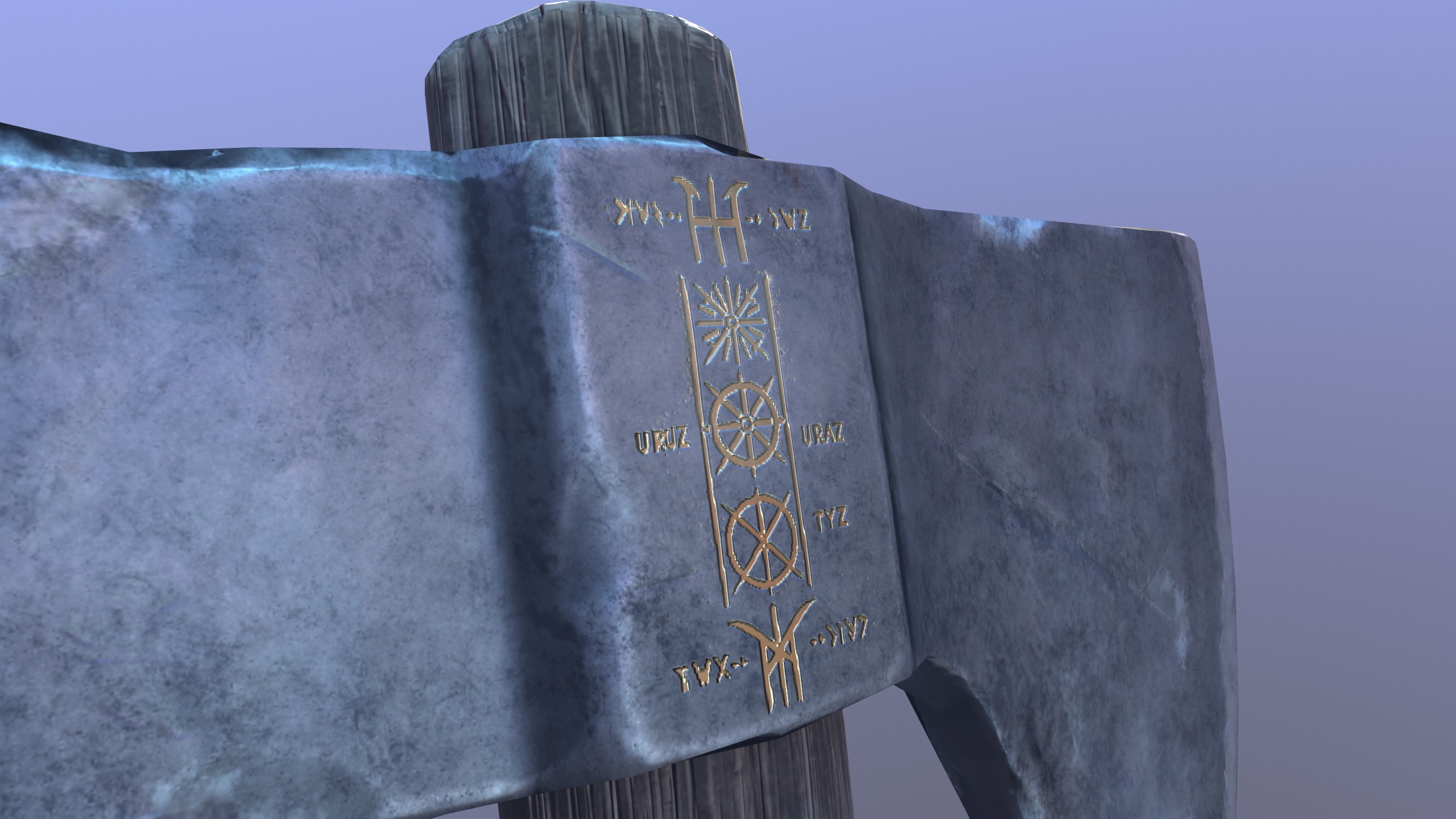 Battleworn Axe Low-poly 3D model_2