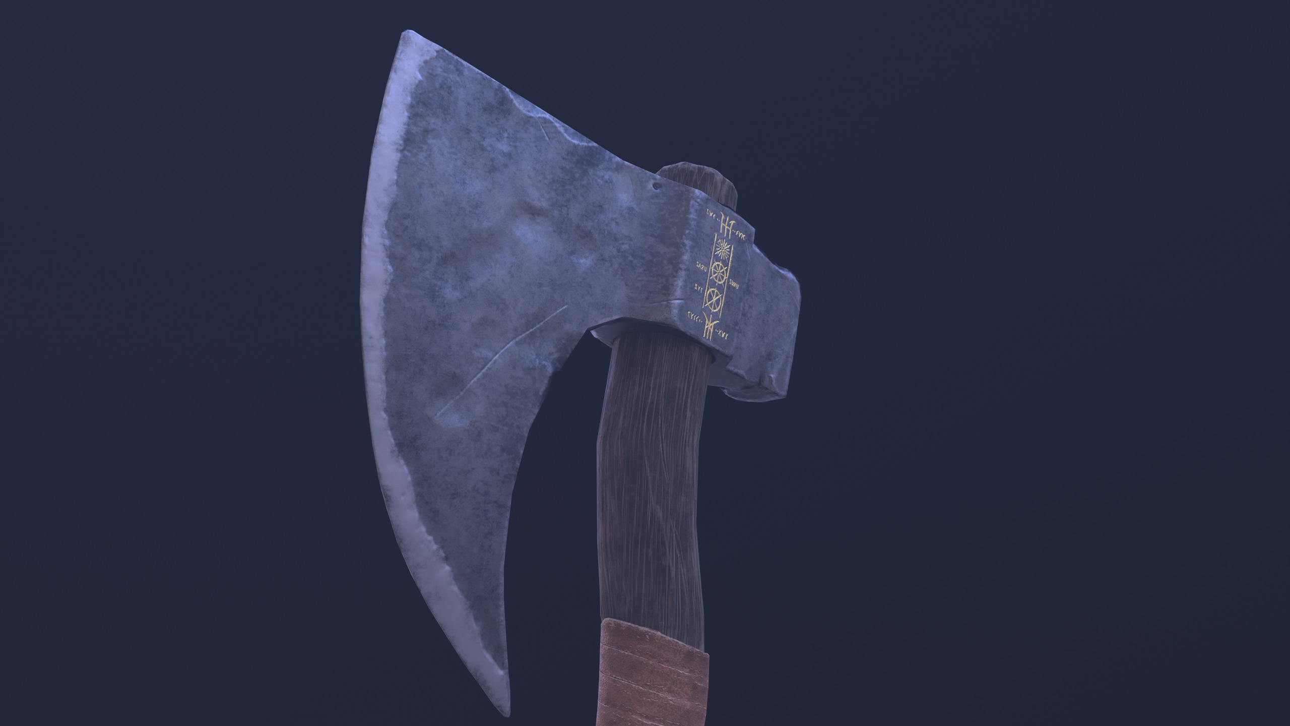 Battleworn Axe Low-poly 3D model_5