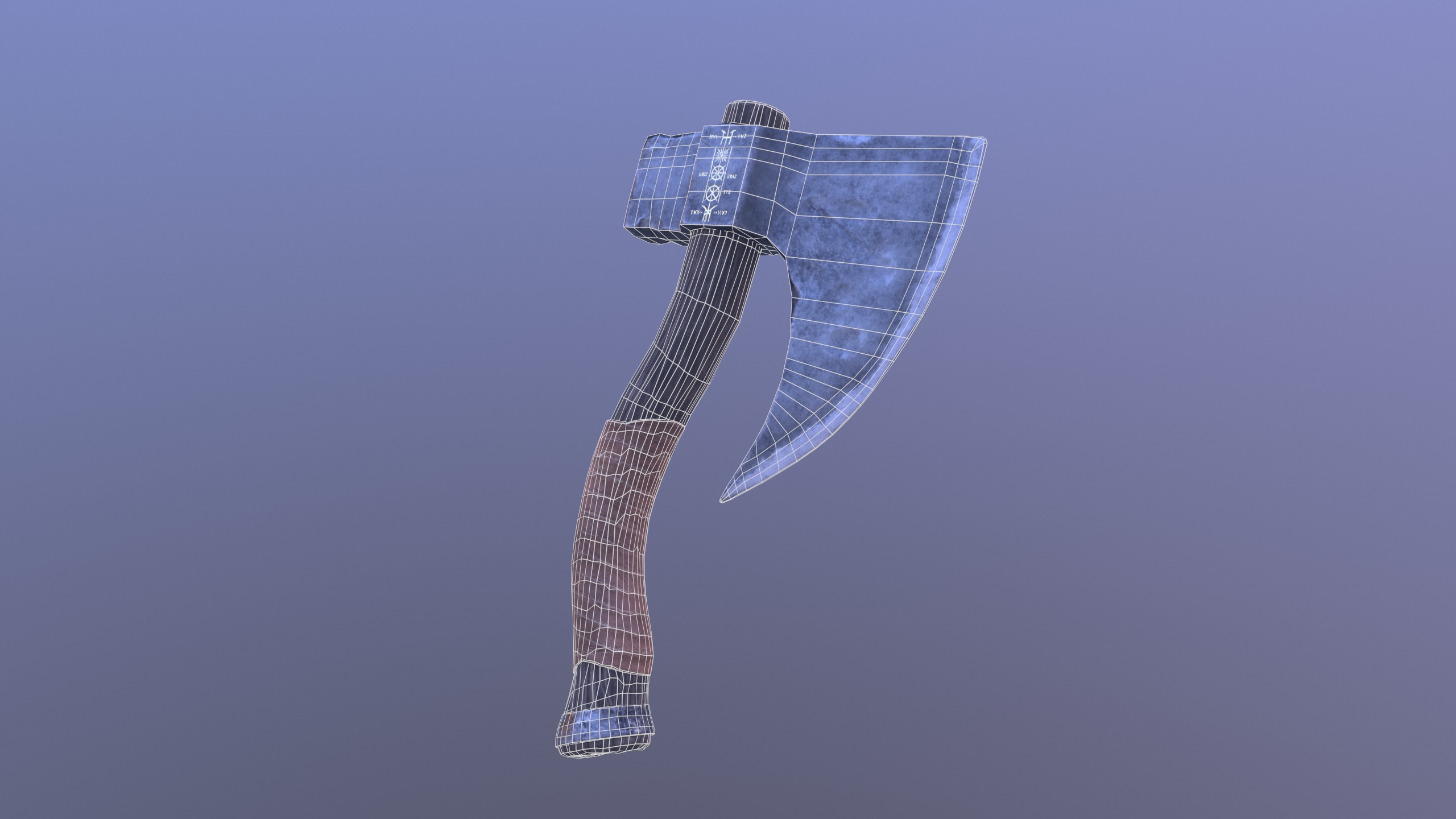 Battleworn Axe Low-poly 3D model_7