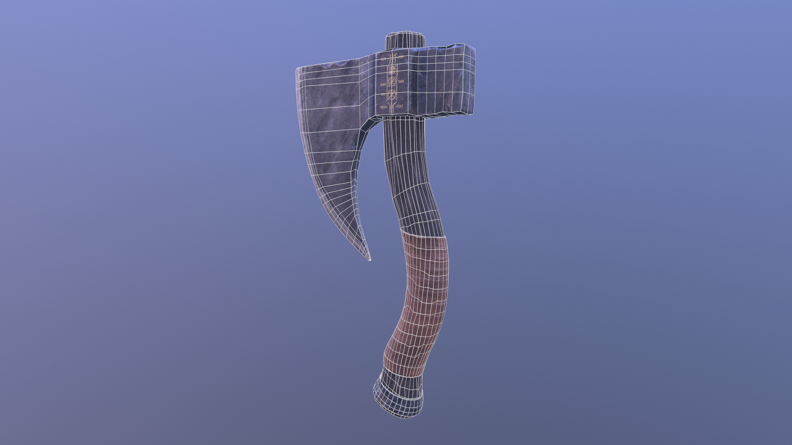 Battleworn Axe Low-poly 3D model_8