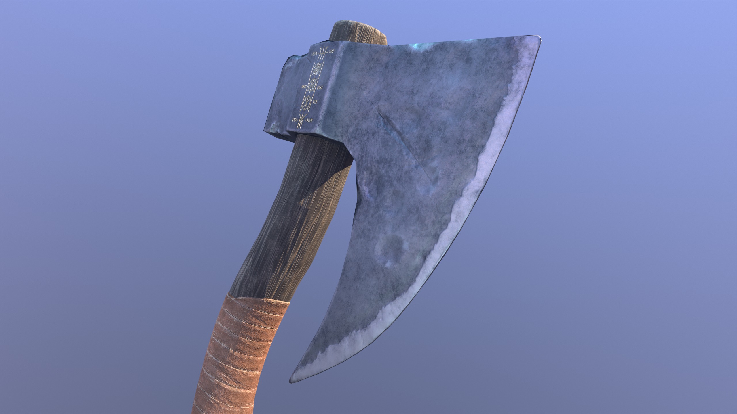 Battleworn Axe Low-poly 3D model_4