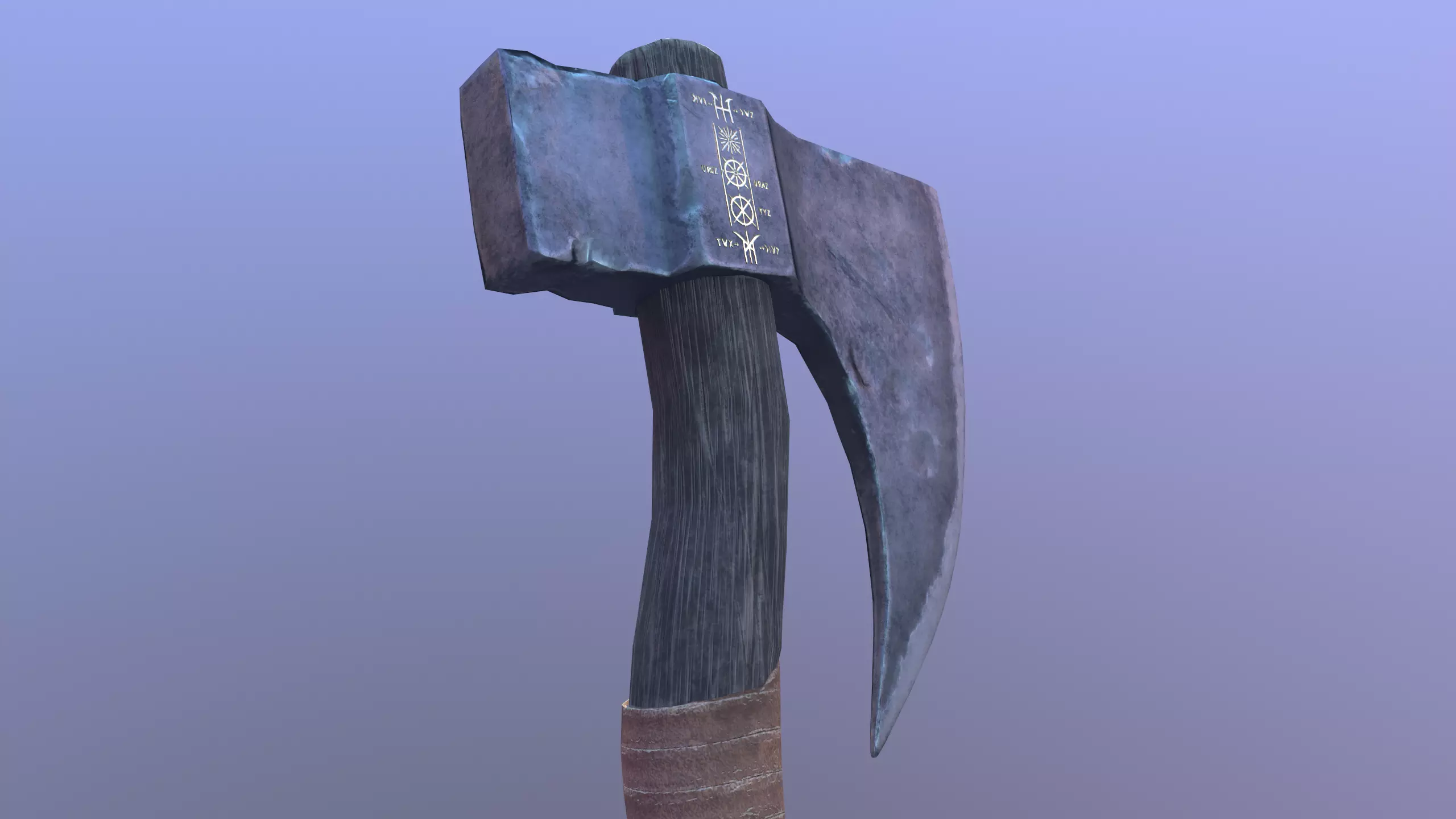 Battleworn Axe Low-poly 3D model_0