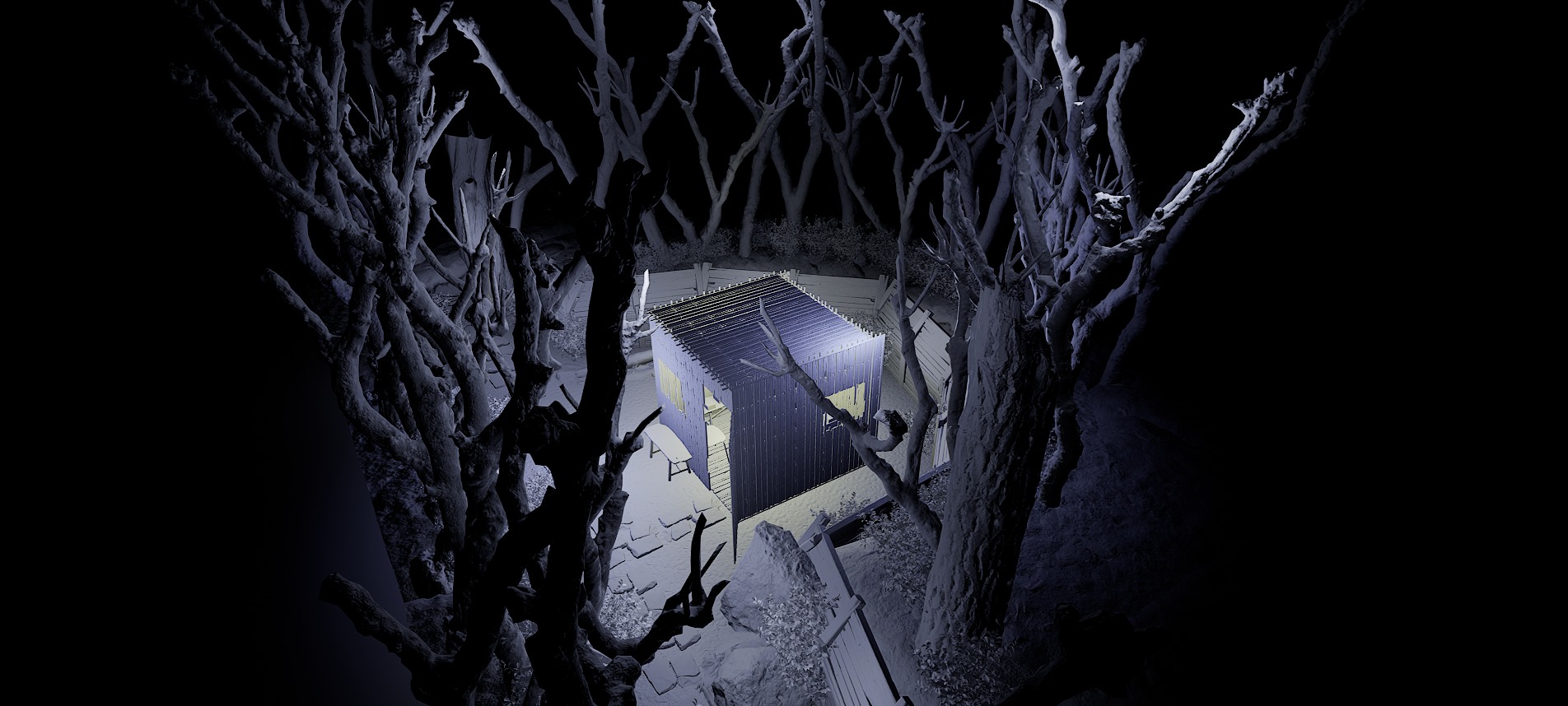 Wooden Log Cabin in a Fantasy Forest Free 3D model_42