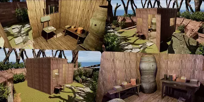 Wooden Log Cabin in a Fantasy Forest Free 3D model Wooden Log Cabin in a Fantasy Forest Free 3D model