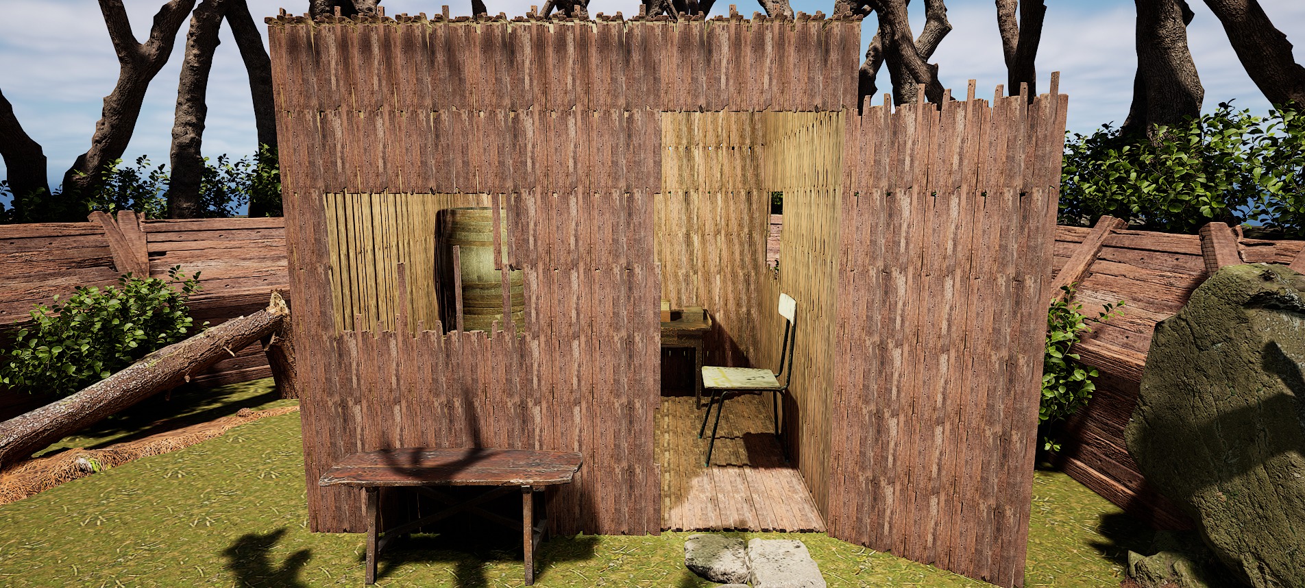 Wooden Log Cabin in a Fantasy Forest Free 3D model_4