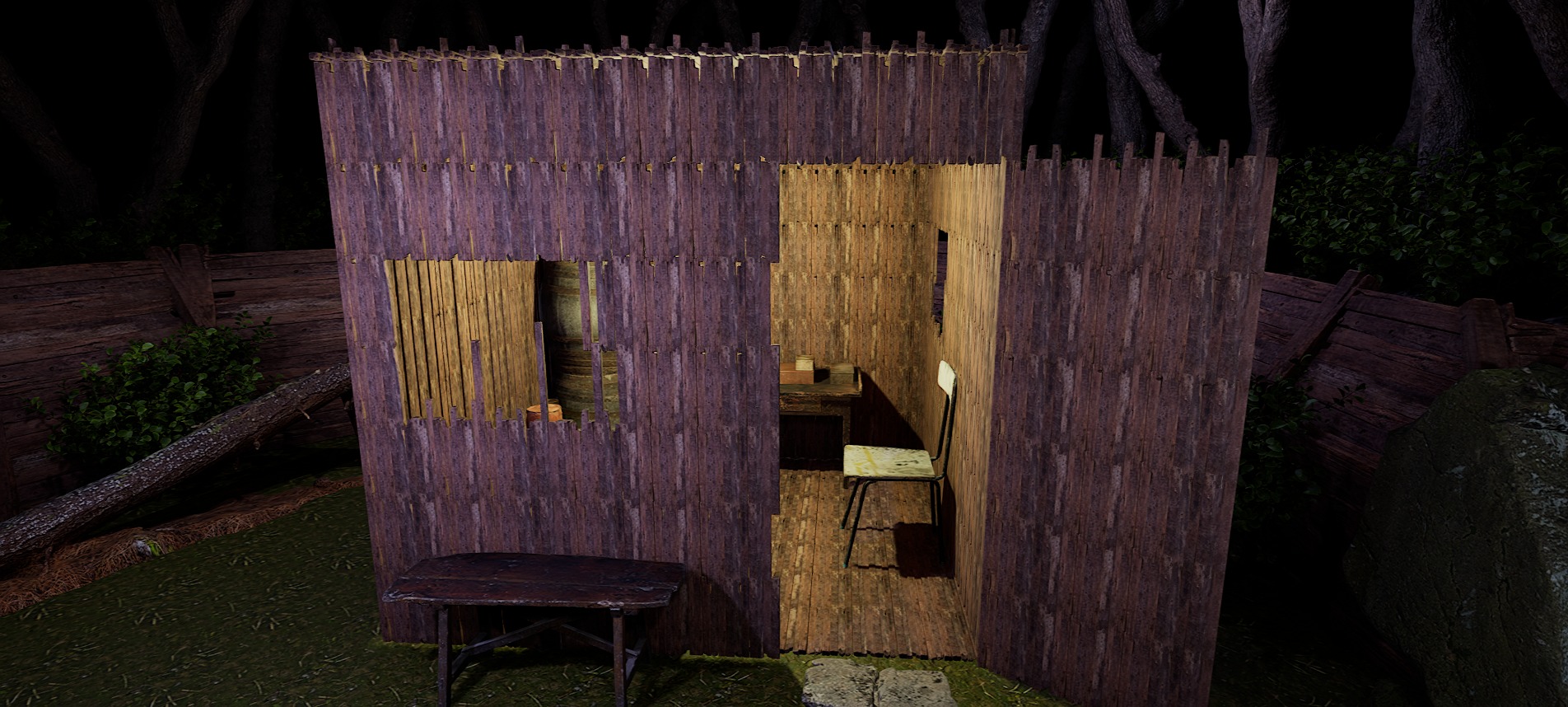 Wooden Log Cabin in a Fantasy Forest Free 3D model_38