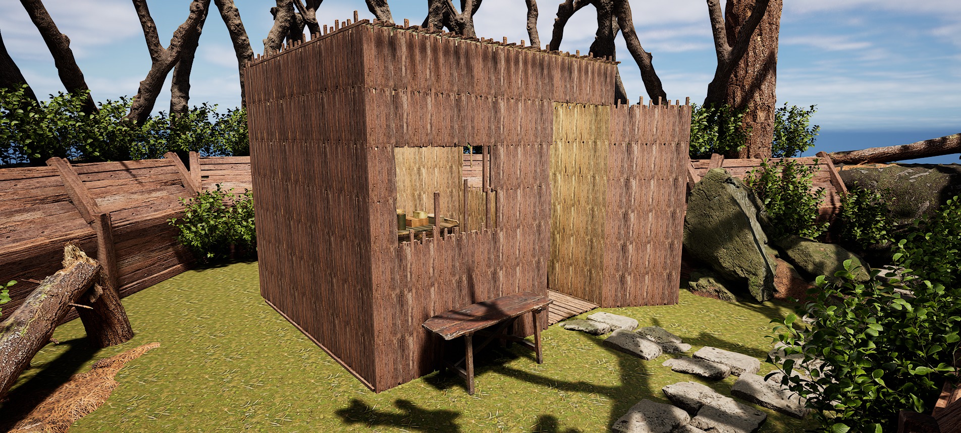 Wooden Log Cabin in a Fantasy Forest Free 3D model_3