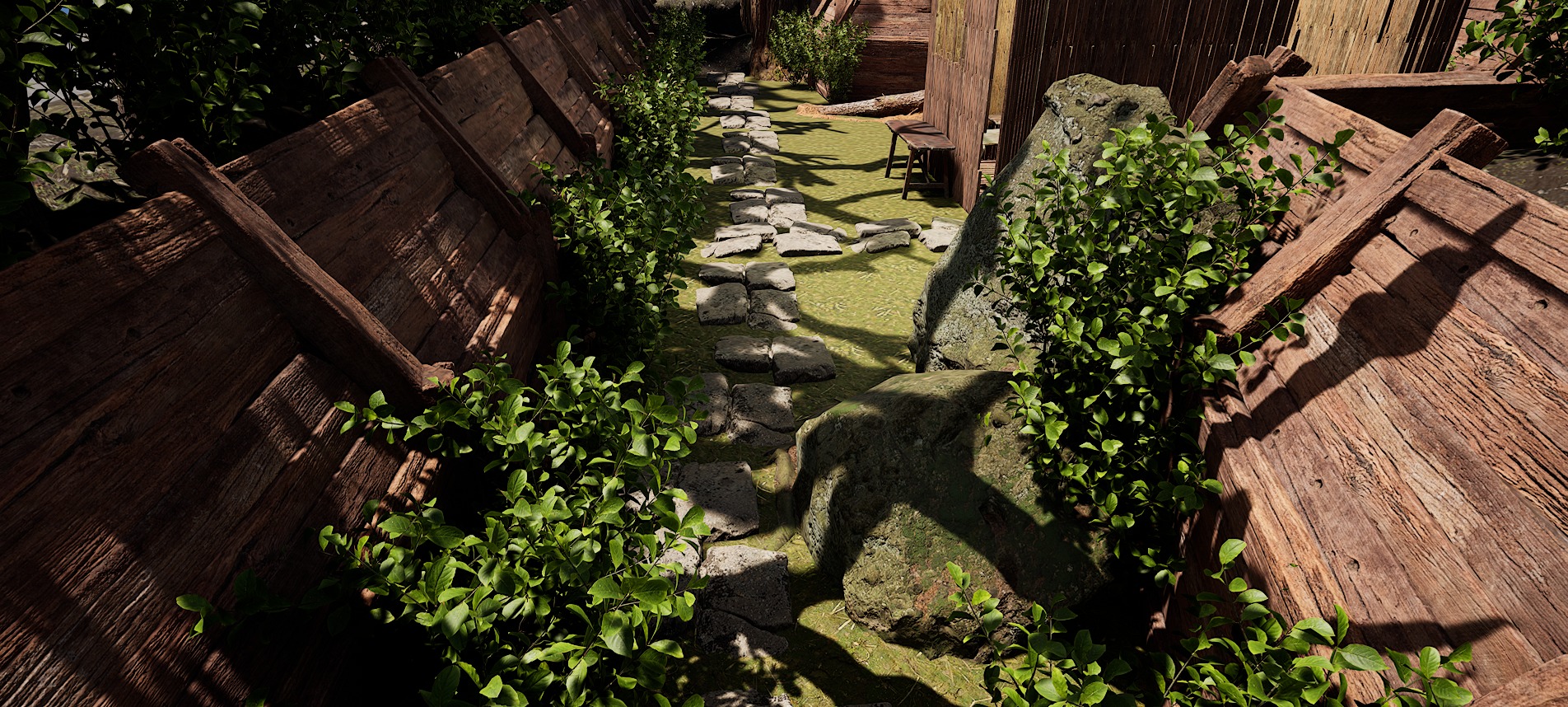 Wooden Log Cabin in a Fantasy Forest Free 3D model_6