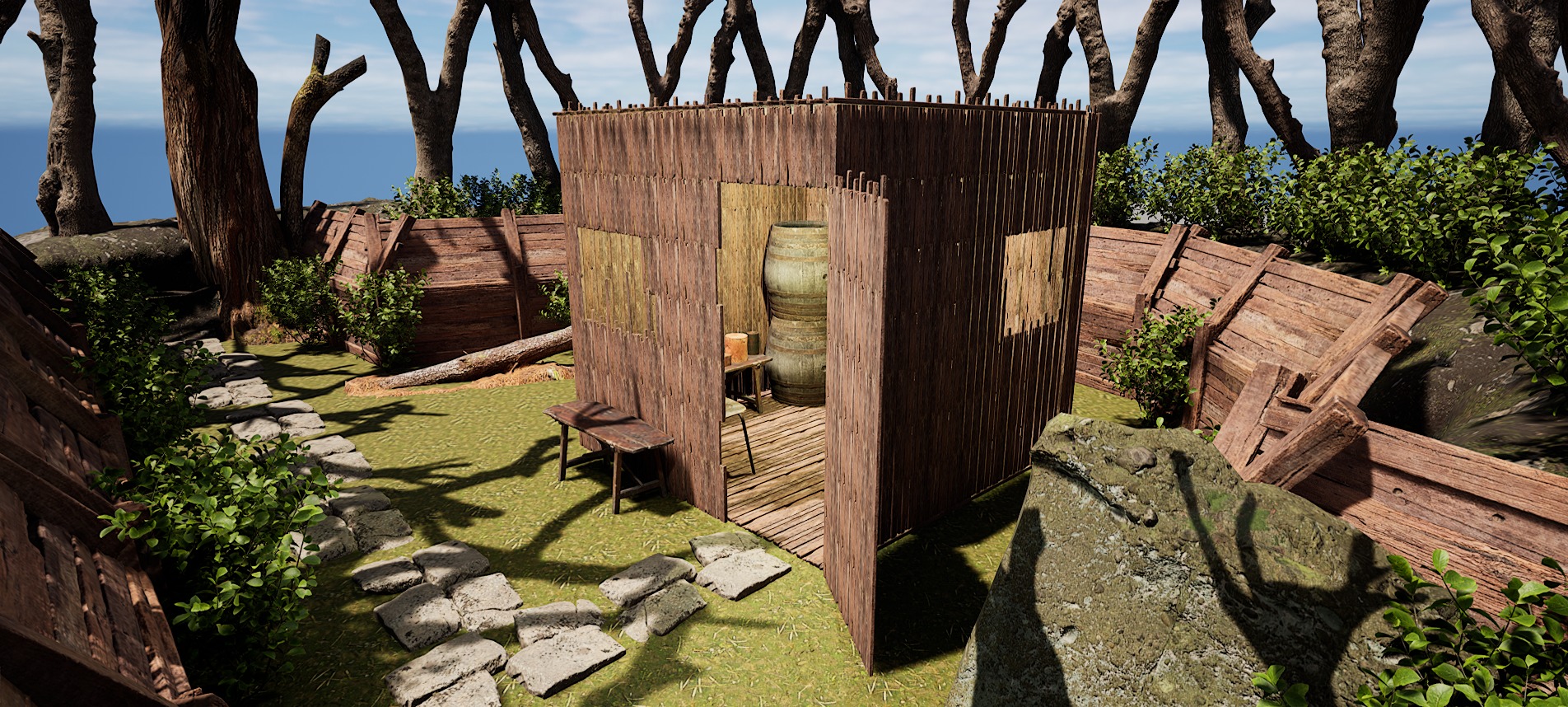 Wooden Log Cabin in a Fantasy Forest Free 3D model_9