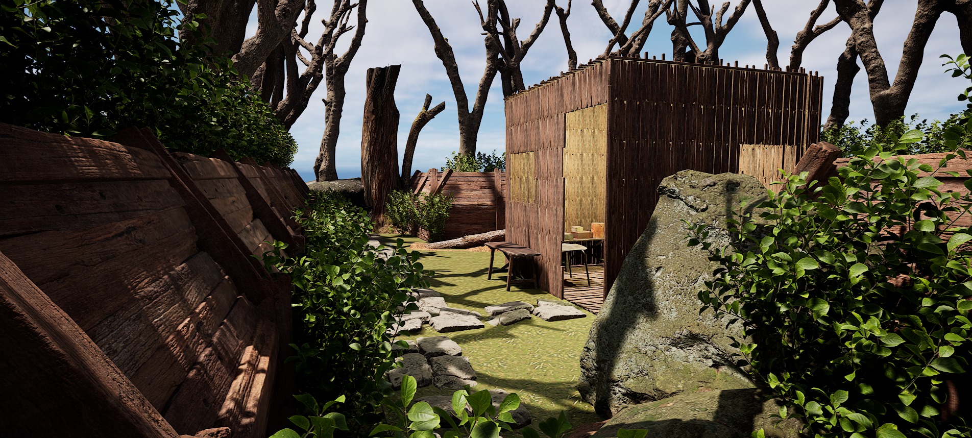 Wooden Log Cabin in a Fantasy Forest Free 3D model_8