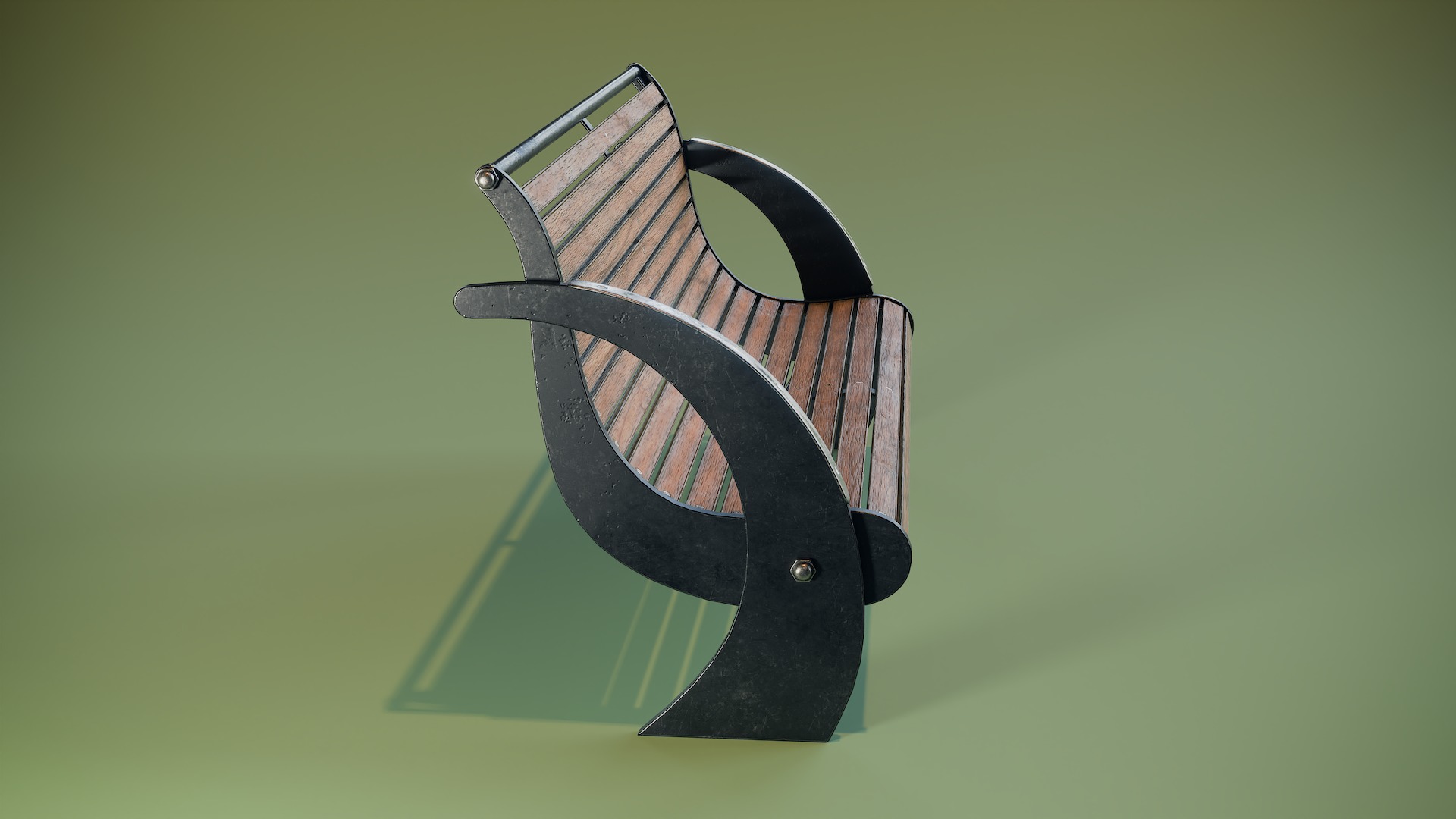 Modern Park Bench Low-poly 3D model_3