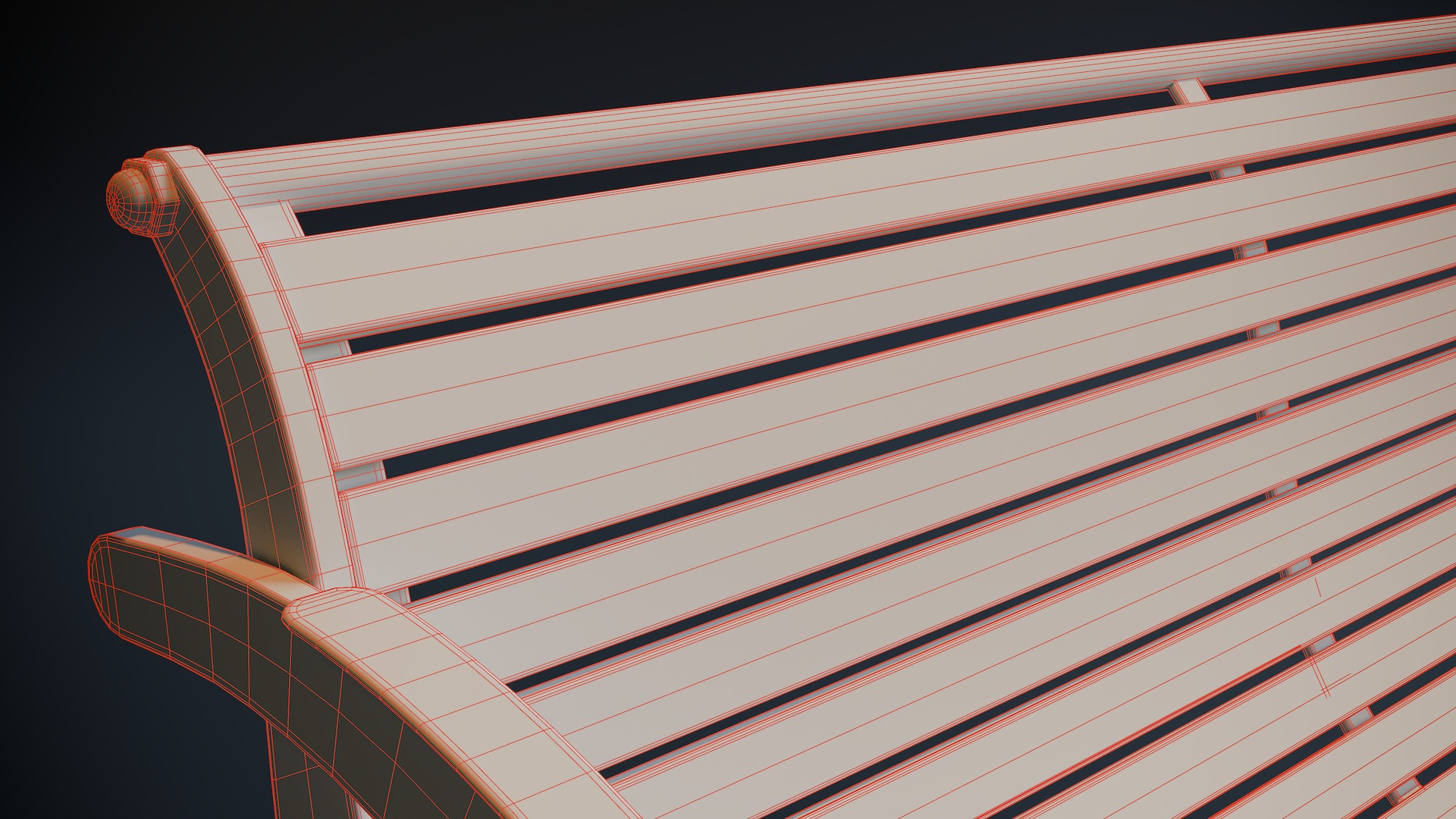 Modern Park Bench Low-poly 3D model_7