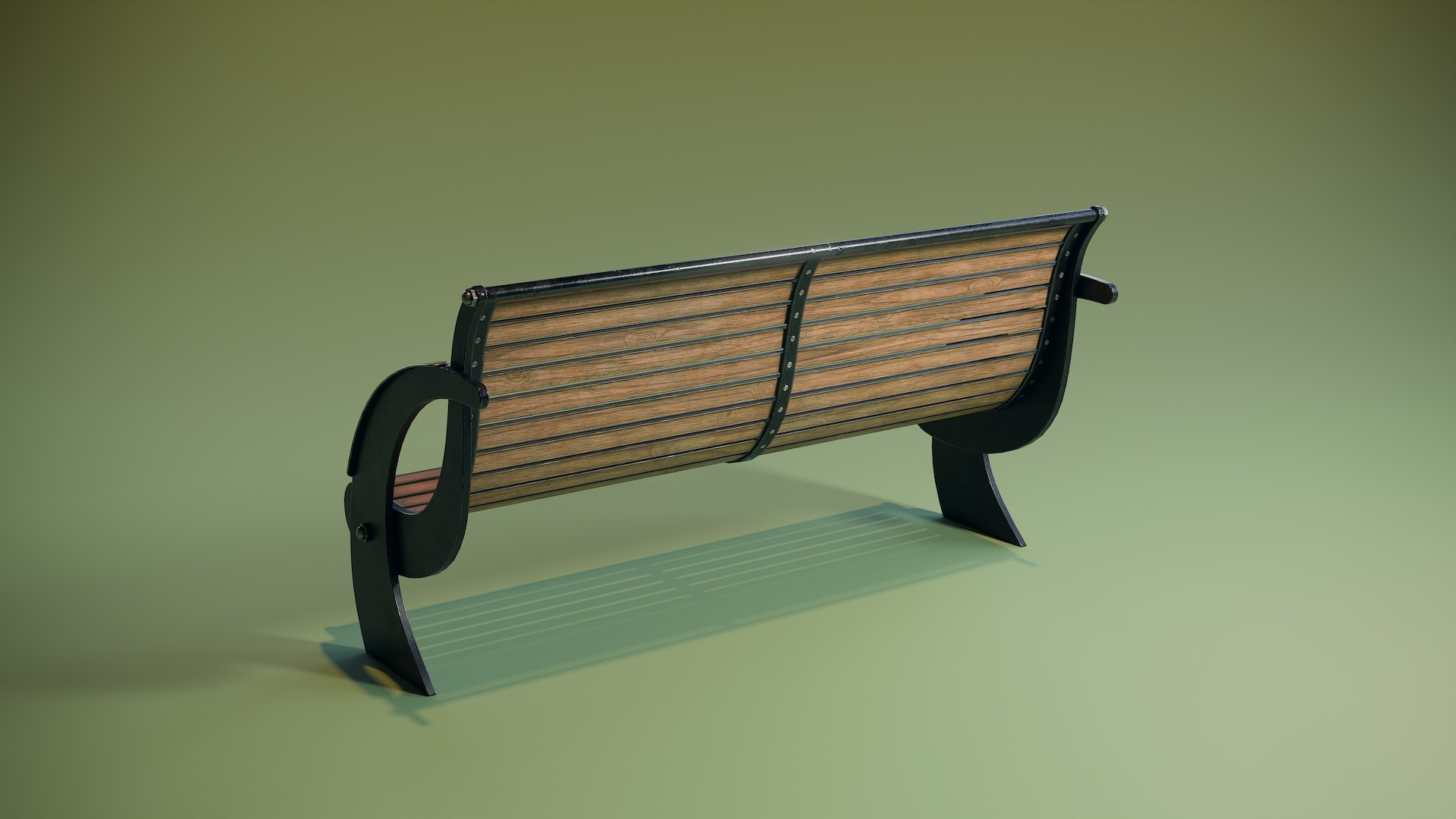 Modern Park Bench Low-poly 3D model_2