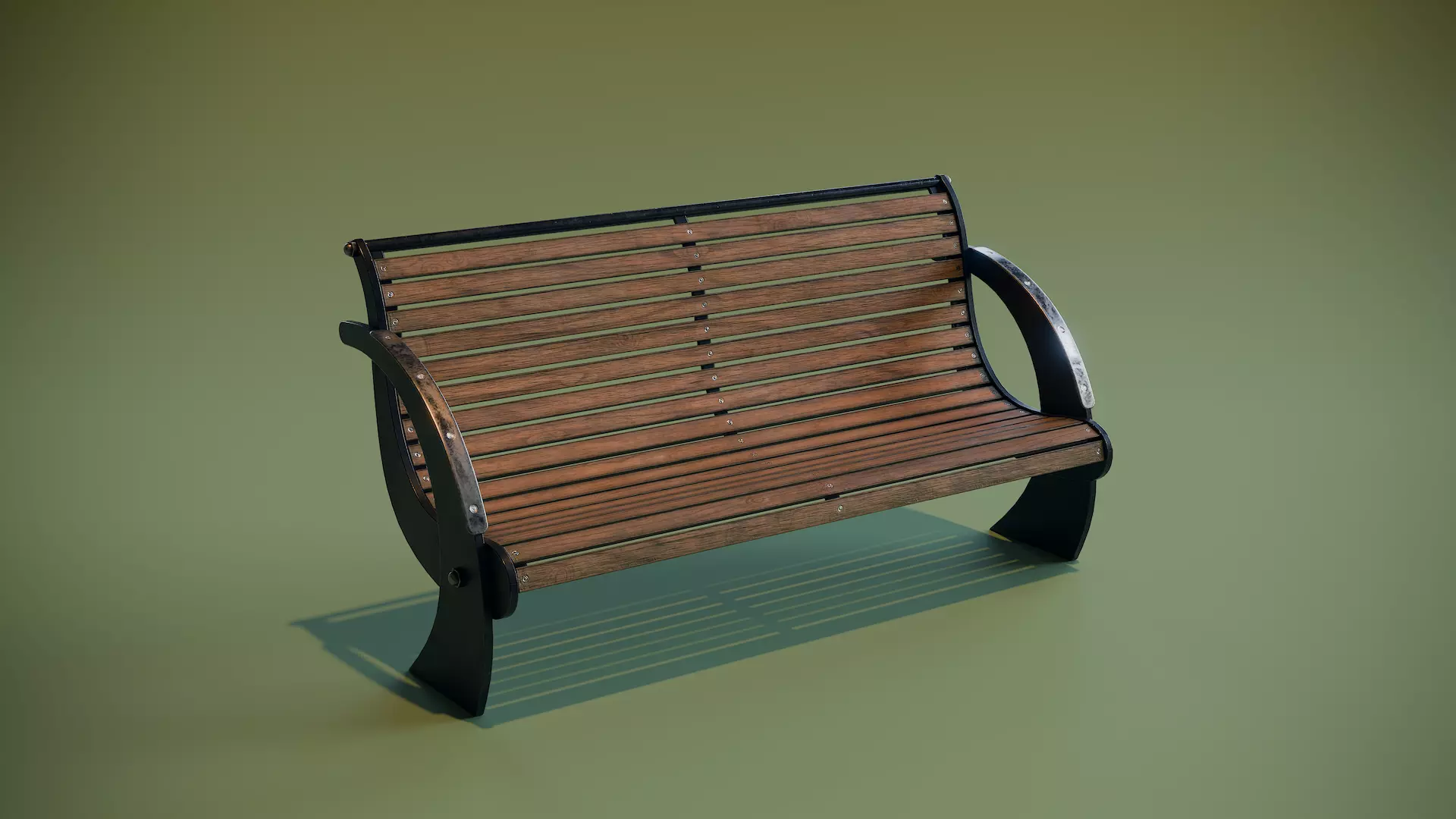 Modern Park Bench Low-poly 3D model_0