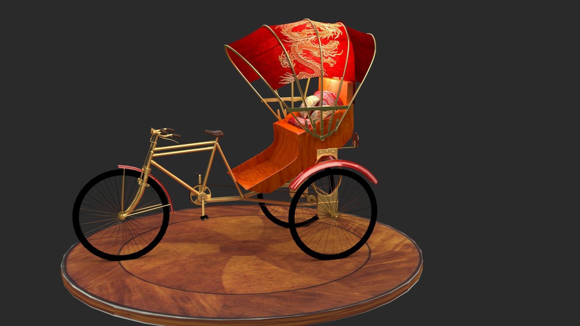 Chinese rickshaw 3D model_4