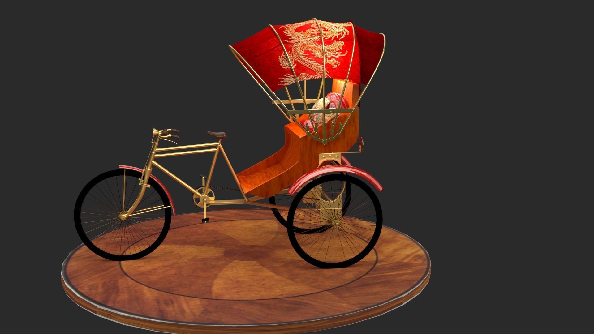 Chinese rickshaw 3D model_3