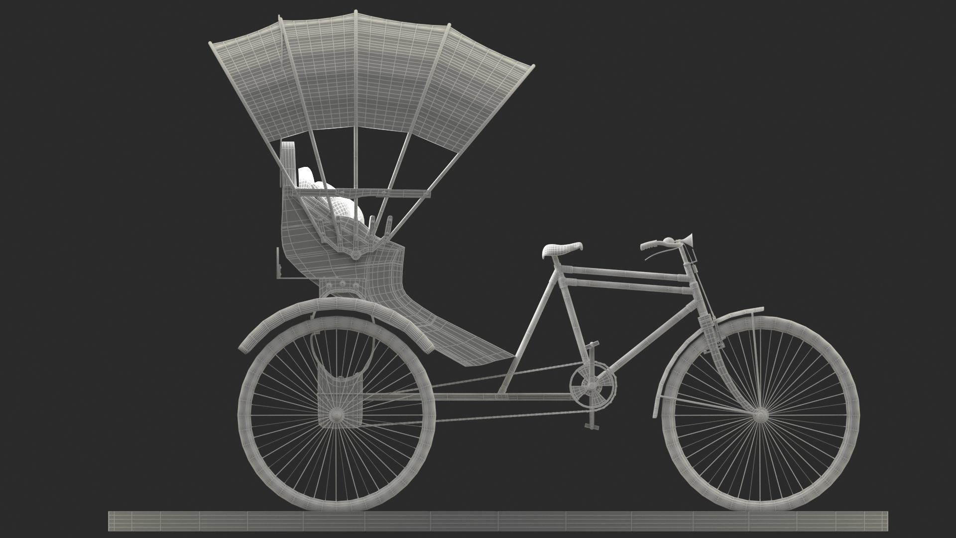 Chinese rickshaw 3D model_8